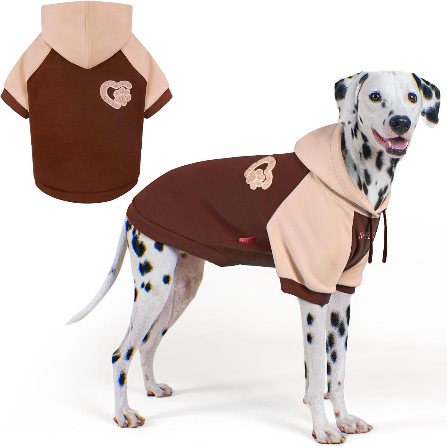 image:imageKYEESE Dog Hoodie Stretchy Dog Clothes for Small Dogs Soft Pet Sweatshirt with Drawstring Dogs Winter Coat for Cold Weather Cat Coat with Leash Hole Comfort Cat Sweater Warm Pet Clothes2Brown