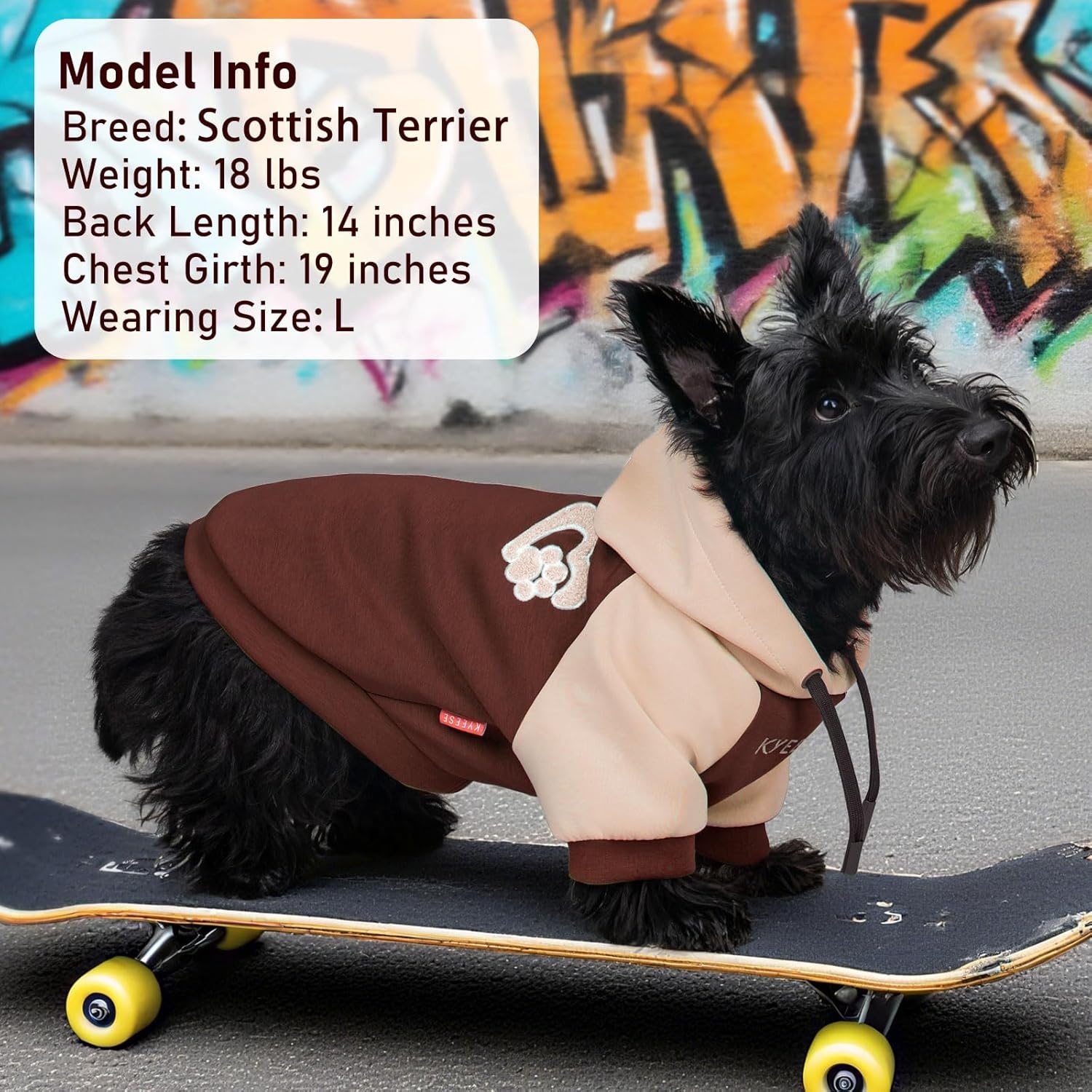 image:imageKYEESE Dog Hoodie Stretchy Dog Clothes for Small Dogs Soft Pet Sweatshirt with Drawstring Dogs Winter Coat for Cold Weather Cat Coat with Leash Hole Comfort Cat Sweater Warm Pet Clothes2Brown