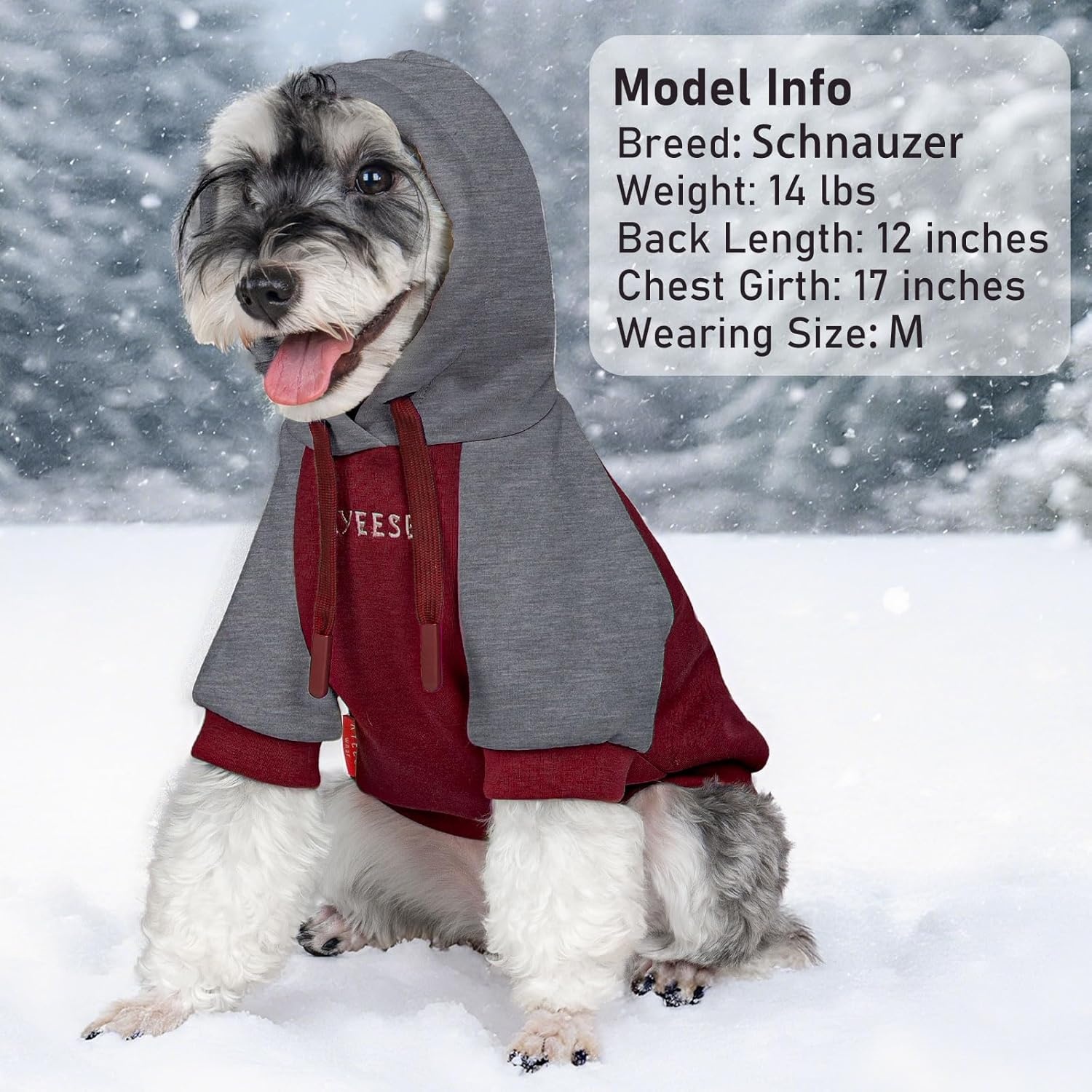 image:imageKYEESE Dog Hoodie Stretchy Dog Clothes for Small Dogs Soft Pet Sweatshirt with Drawstring Dogs Winter Coat for Cold Weather Cat Coat with Leash Hole Comfort Cat Sweater Warm Pet Clothes4Red