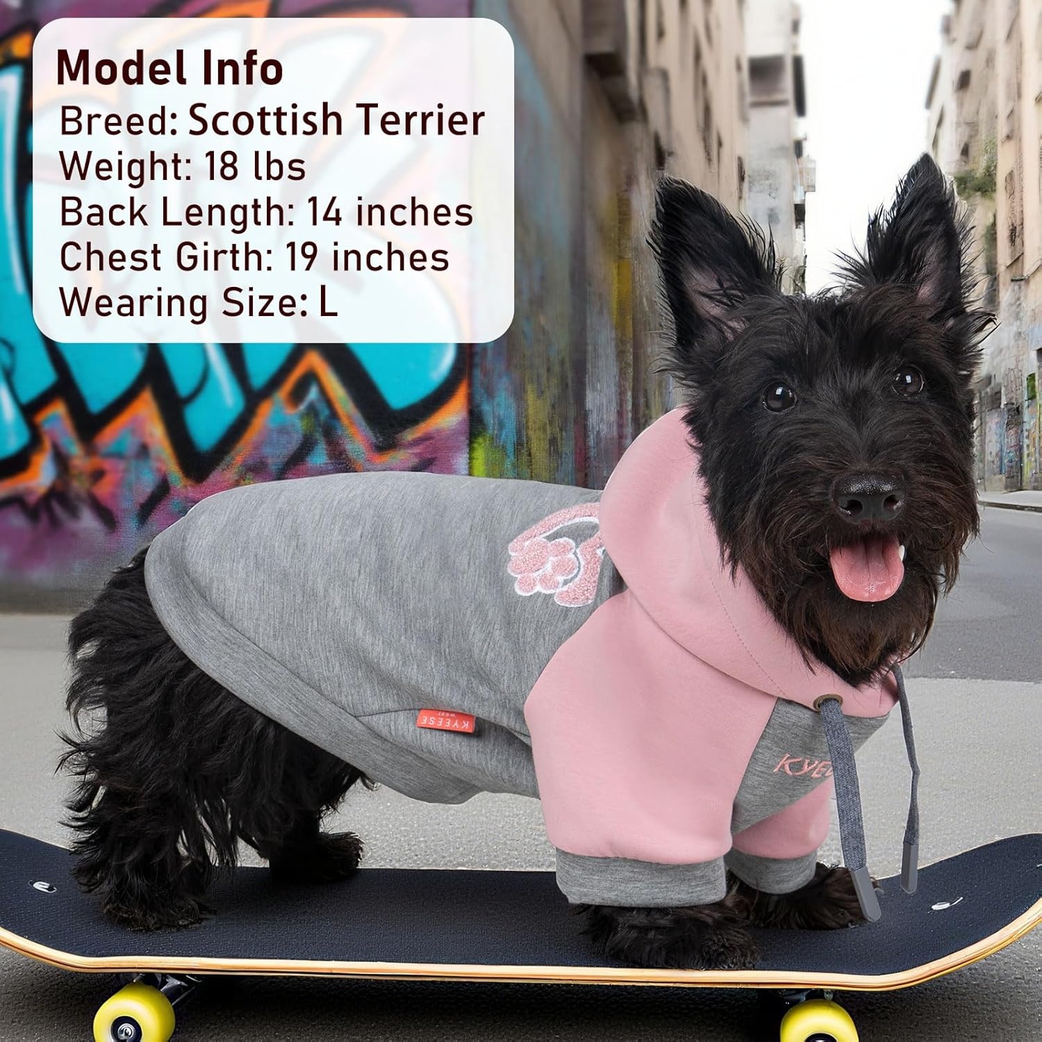 image:imageKYEESE Dog Hoodie Stretchy Dog Clothes for Small Dogs Soft Pet Sweatshirt with Drawstring Dogs Winter Coat for Cold Weather Cat Coat with Leash Hole Comfort Cat Sweater Warm Pet Clothes1Grey Pink