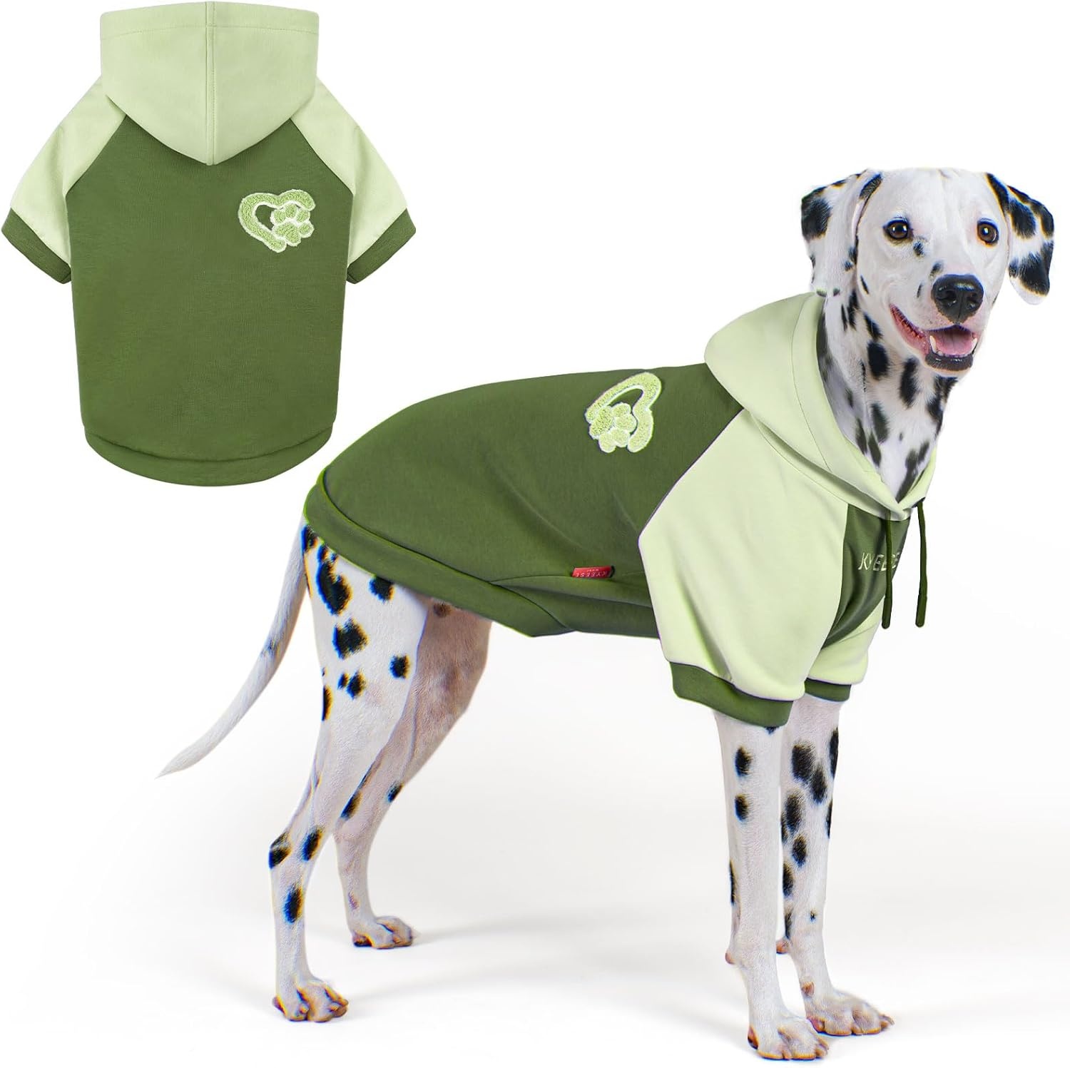 image:imageKYEESE Dog Hoodie Stretchy Dog Clothes for Small Dogs Soft Pet Sweatshirt with Drawstring Dogs Winter Coat for Cold Weather Cat Coat with Leash Hole Comfort Cat Sweater Warm Pet Clothes3Green