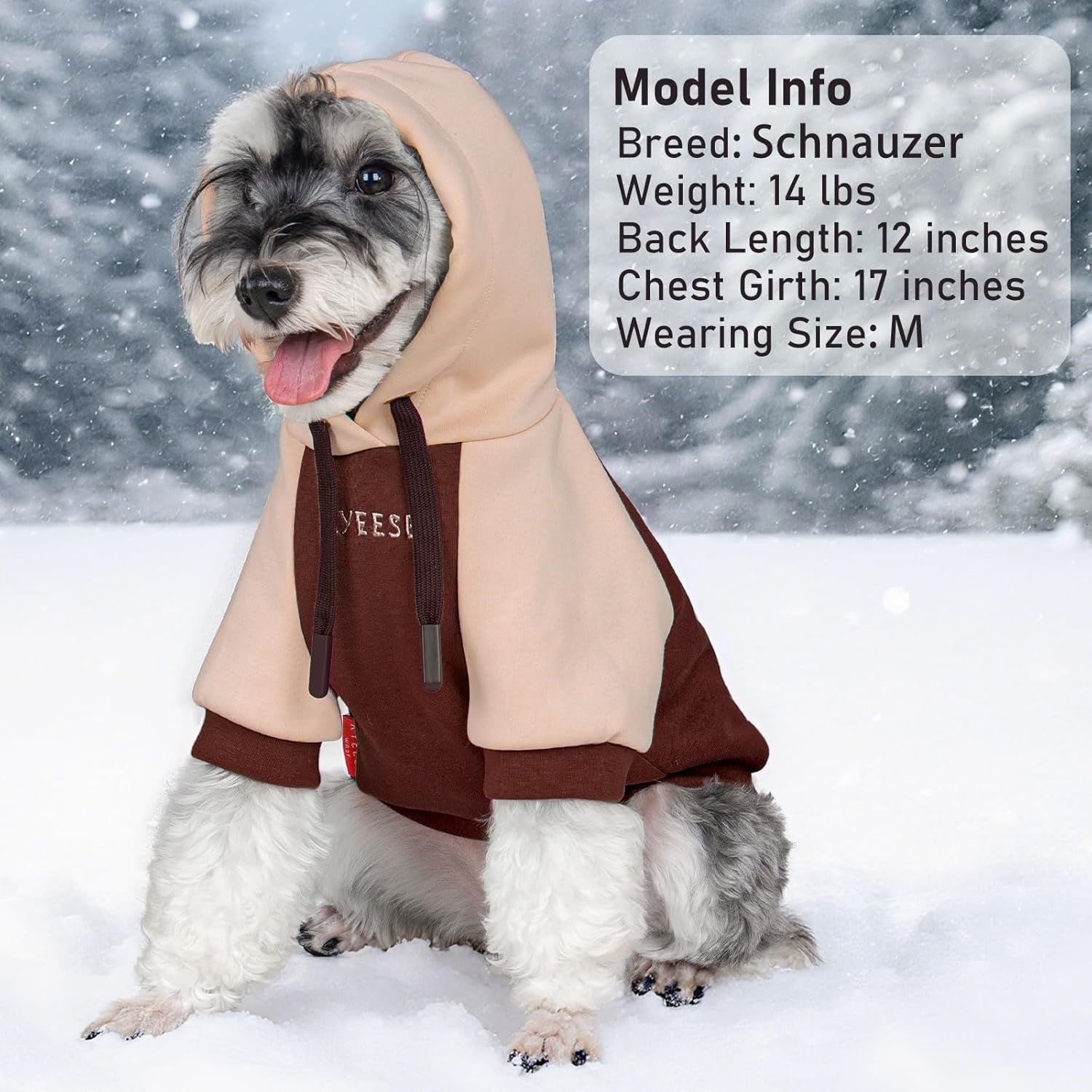 image:imageKYEESE Dog Hoodie Stretchy Dog Clothes for Small Dogs Soft Pet Sweatshirt with Drawstring Dogs Winter Coat for Cold Weather Cat Coat with Leash Hole Comfort Cat Sweater Warm Pet Clothes2Brown