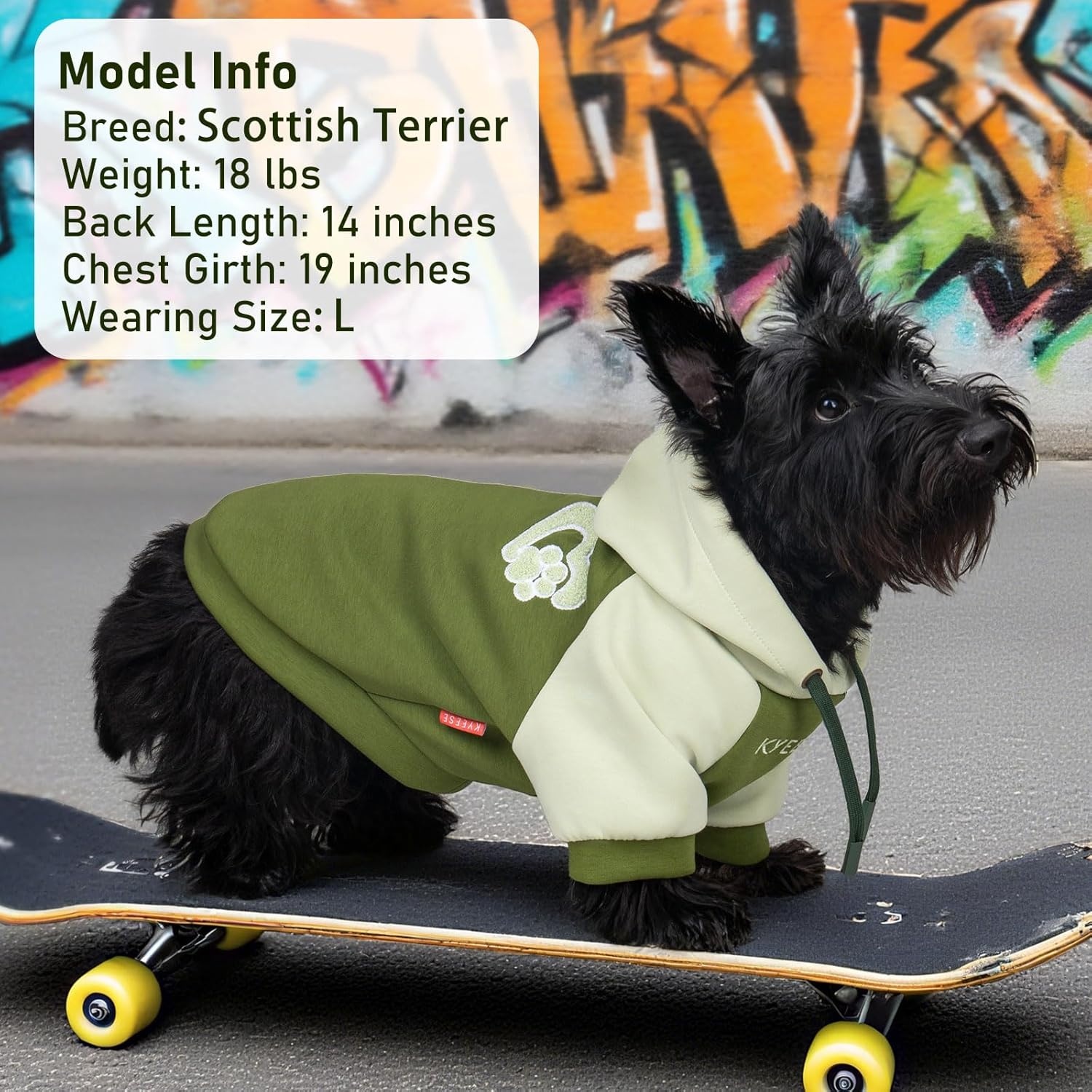 image:imageKYEESE Dog Hoodie Stretchy Dog Clothes for Small Dogs Soft Pet Sweatshirt with Drawstring Dogs Winter Coat for Cold Weather Cat Coat with Leash Hole Comfort Cat Sweater Warm Pet Clothes3Green