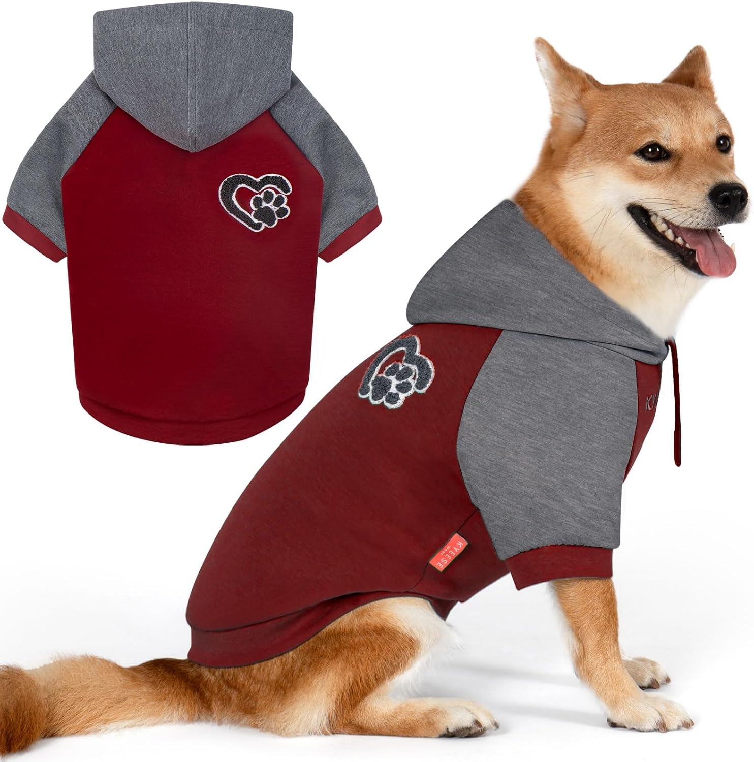 image:imageKYEESE Dog Hoodie Stretchy Dog Clothes for Small Dogs Soft Pet Sweatshirt with Drawstring Dogs Winter Coat for Cold Weather Cat Coat with Leash Hole Comfort Cat Sweater Warm Pet Clothes4Red