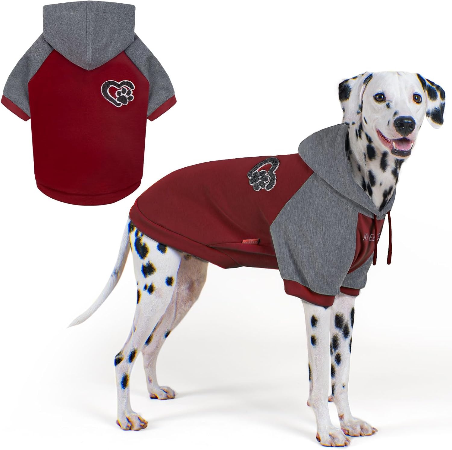 image:imageKYEESE Dog Hoodie Stretchy Dog Clothes for Small Dogs Soft Pet Sweatshirt with Drawstring Dogs Winter Coat for Cold Weather Cat Coat with Leash Hole Comfort Cat Sweater Warm Pet Clothes4Red