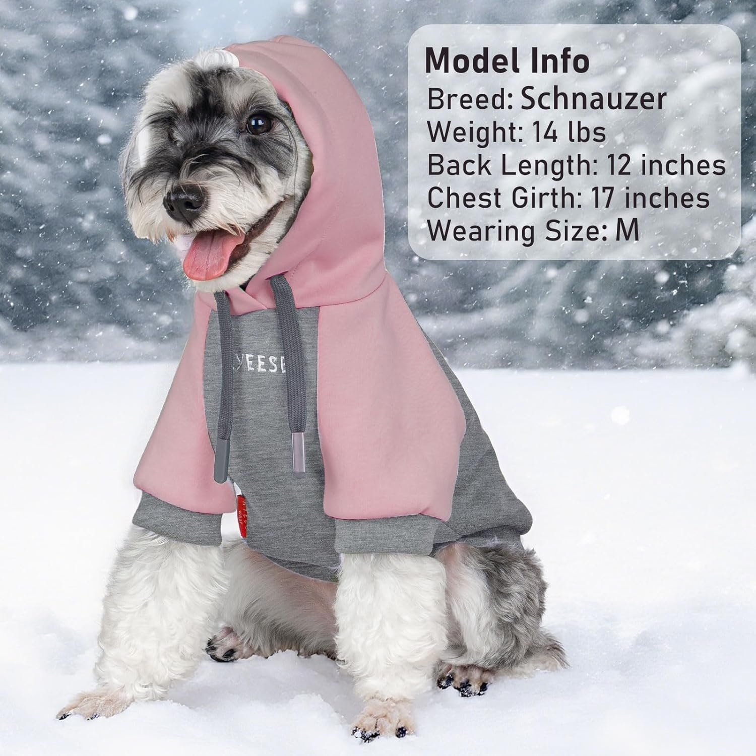 image:imageKYEESE Dog Hoodie Stretchy Dog Clothes for Small Dogs Soft Pet Sweatshirt with Drawstring Dogs Winter Coat for Cold Weather Cat Coat with Leash Hole Comfort Cat Sweater Warm Pet Clothes1Grey Pink