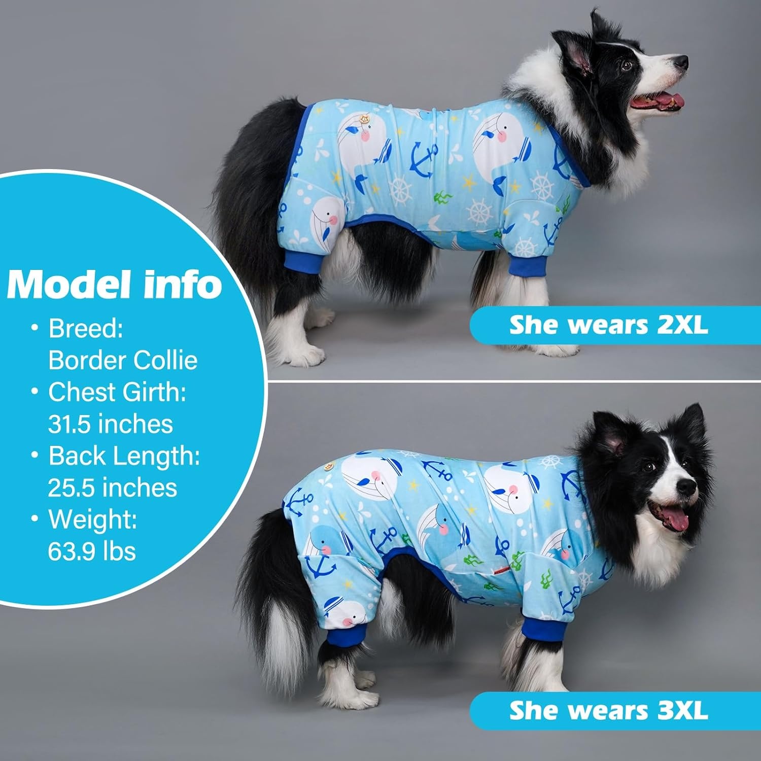 image:imageKYEESE Dog Pajamas Soft Dog Pajamas for Small Dogs Boy Girl Stretchy Dogs Pjs Velvet Pet Jumpsuit Sleepwear Comfy Jammies Lightweight Pet Onesie Outfit Donut M07 Whale