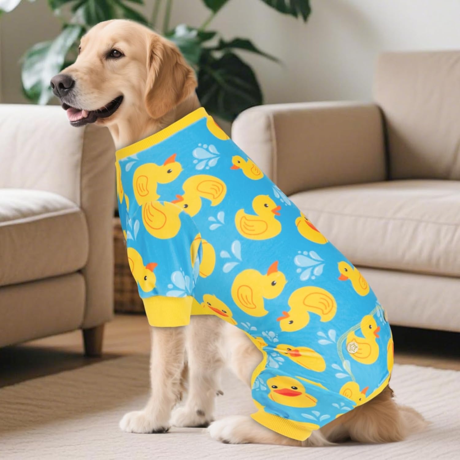 image:imageKYEESE Dog Pajamas Soft Dog Pajamas for Small Dogs Boy Girl Stretchy Dogs Pjs Velvet Pet Jumpsuit Sleepwear Comfy Jammies Lightweight Pet Onesie Outfit Donut M09 Blue Floating Duck
