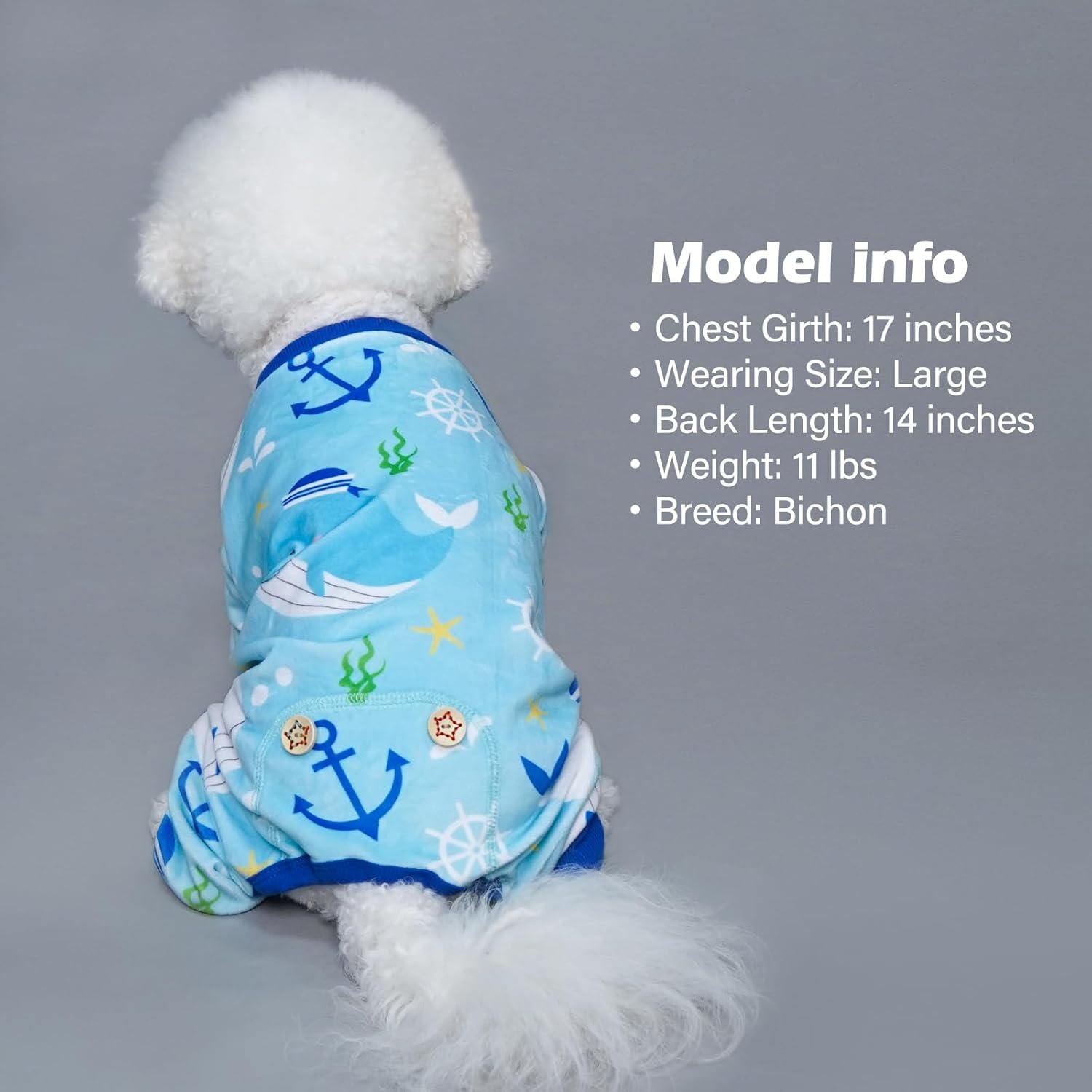 image:imageKYEESE Dog Pajamas Soft Dog Pajamas for Small Dogs Boy Girl Stretchy Dogs Pjs Velvet Pet Jumpsuit Sleepwear Comfy Jammies Lightweight Pet Onesie Outfit Donut M07 Whale