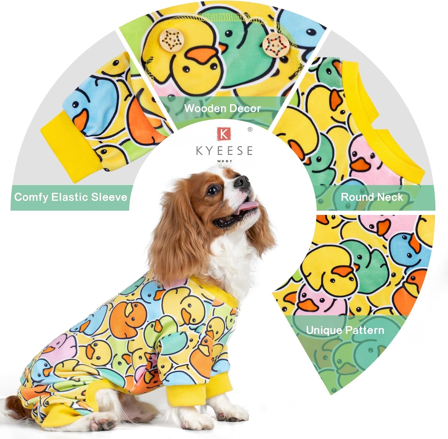 image:imageKYEESE Dog Pajamas Soft Dog Pajamas for Small Dogs Boy Girl Stretchy Dogs Pjs Velvet Pet Jumpsuit Sleepwear Comfy Jammies Lightweight Pet Onesie Outfit Donut M08 Colorful Duck