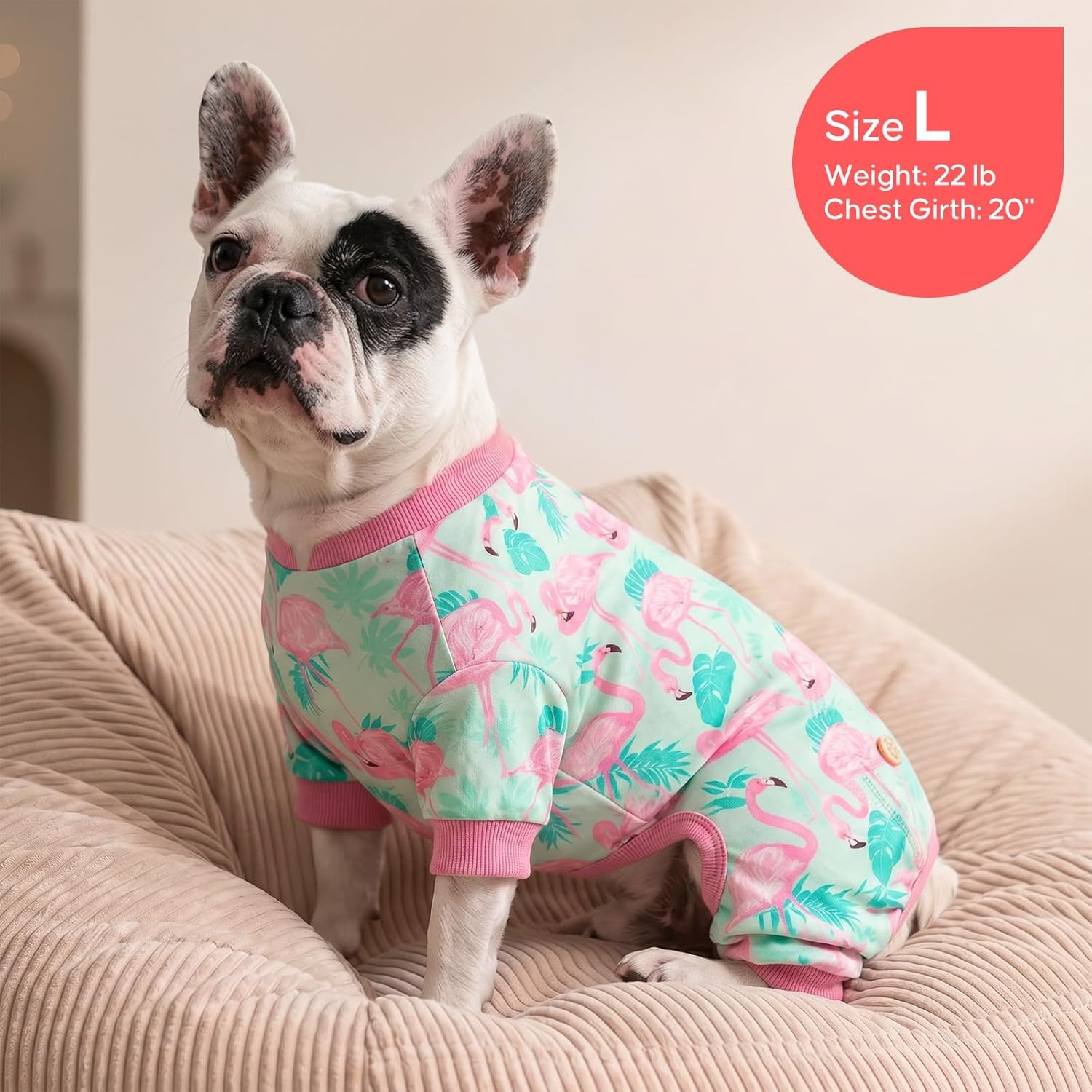 image:imageKYEESE Dog Pajamas Soft Dog Pajamas for Small Dogs Boy Girl Stretchy Dogs Pjs Velvet Pet Jumpsuit Sleepwear Comfy Jammies Lightweight Pet Onesie Outfit Donut M05 Flamingo
