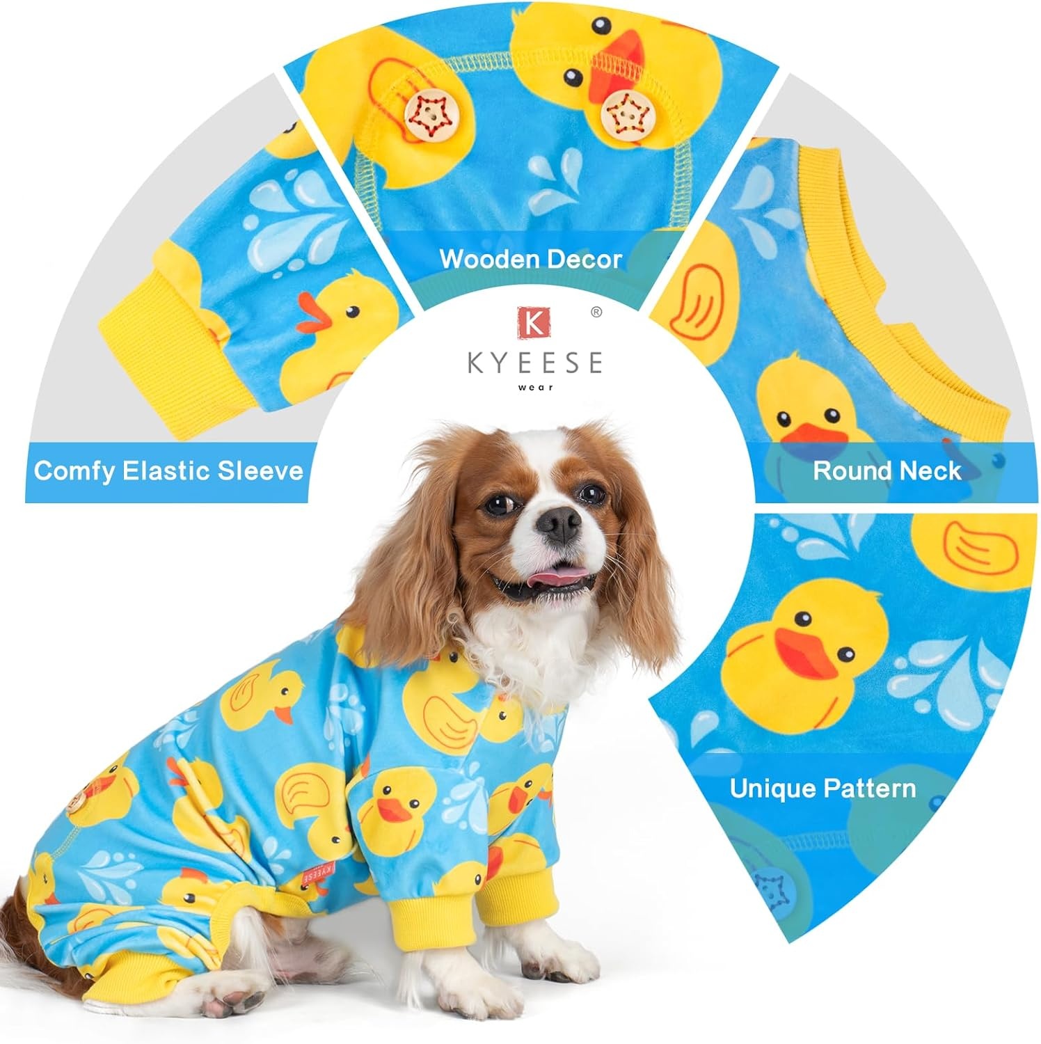 image:imageKYEESE Dog Pajamas Soft Dog Pajamas for Small Dogs Boy Girl Stretchy Dogs Pjs Velvet Pet Jumpsuit Sleepwear Comfy Jammies Lightweight Pet Onesie Outfit Donut M09 Blue Floating Duck