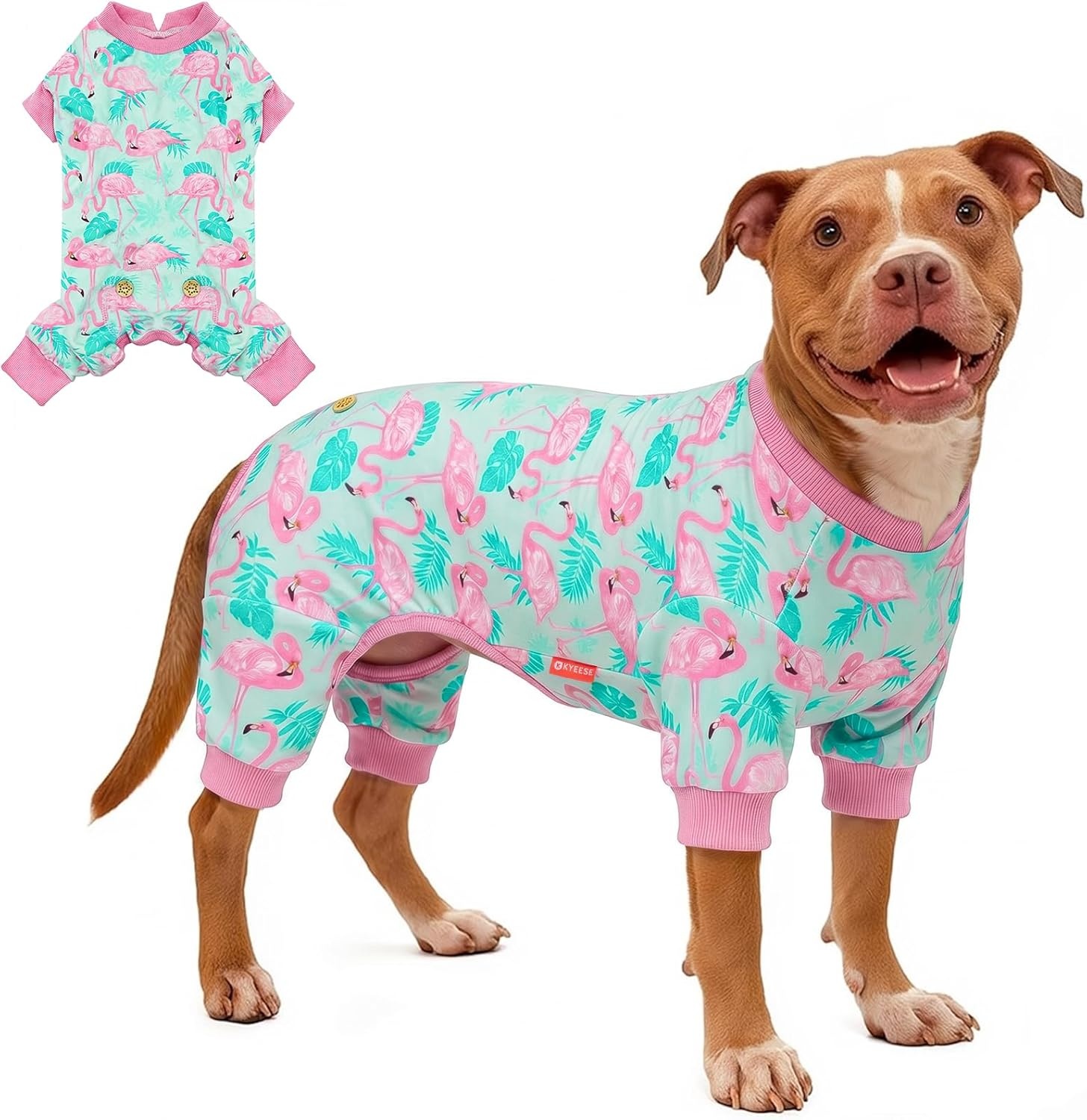 image:imageKYEESE Dog Pajamas Soft Dog Pajamas for Small Dogs Boy Girl Stretchy Dogs Pjs Velvet Pet Jumpsuit Sleepwear Comfy Jammies Lightweight Pet Onesie Outfit Donut M05 Flamingo