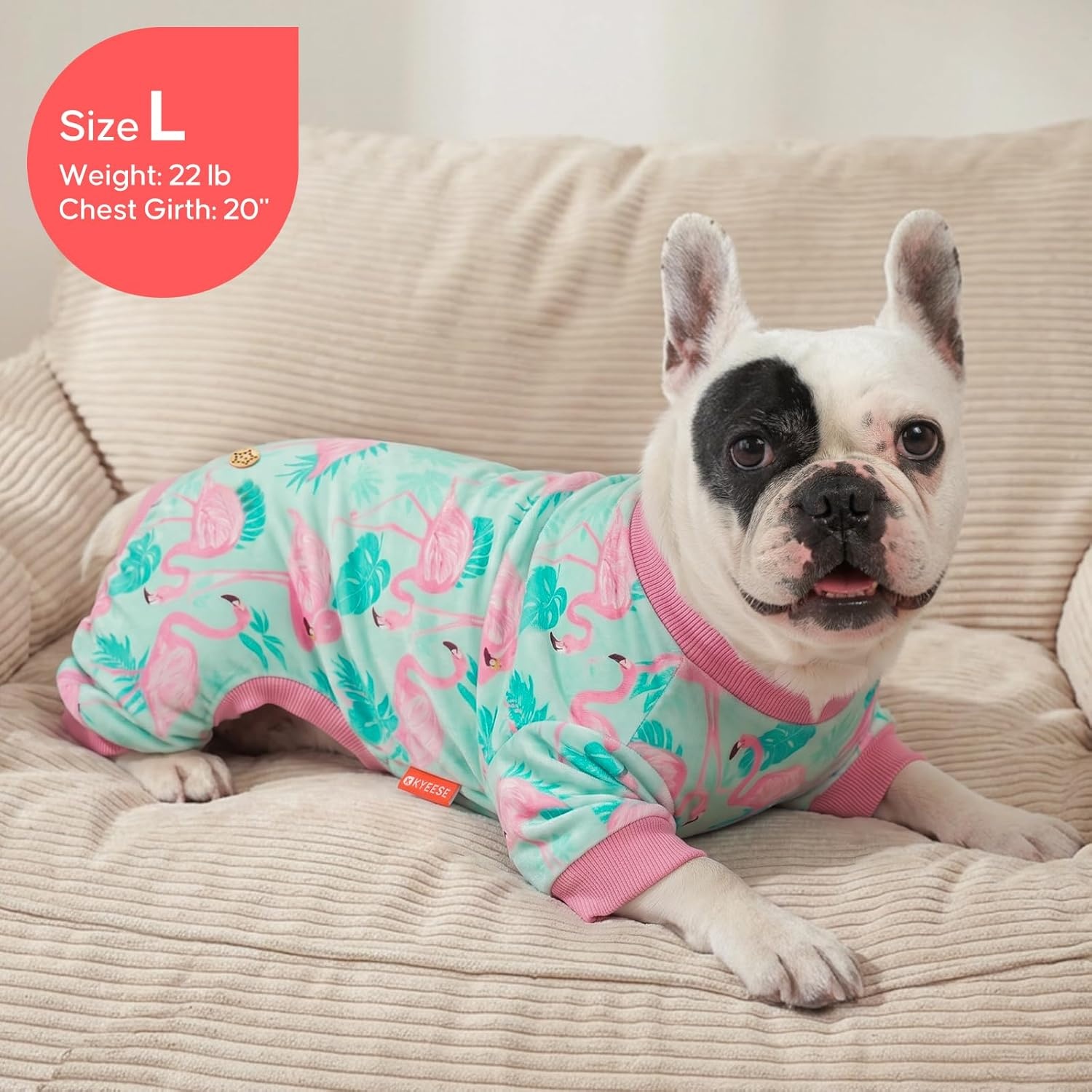 image:imageKYEESE Dog Pajamas Soft Dog Pajamas for Small Dogs Boy Girl Stretchy Dogs Pjs Velvet Pet Jumpsuit Sleepwear Comfy Jammies Lightweight Pet Onesie Outfit Donut M05 Flamingo
