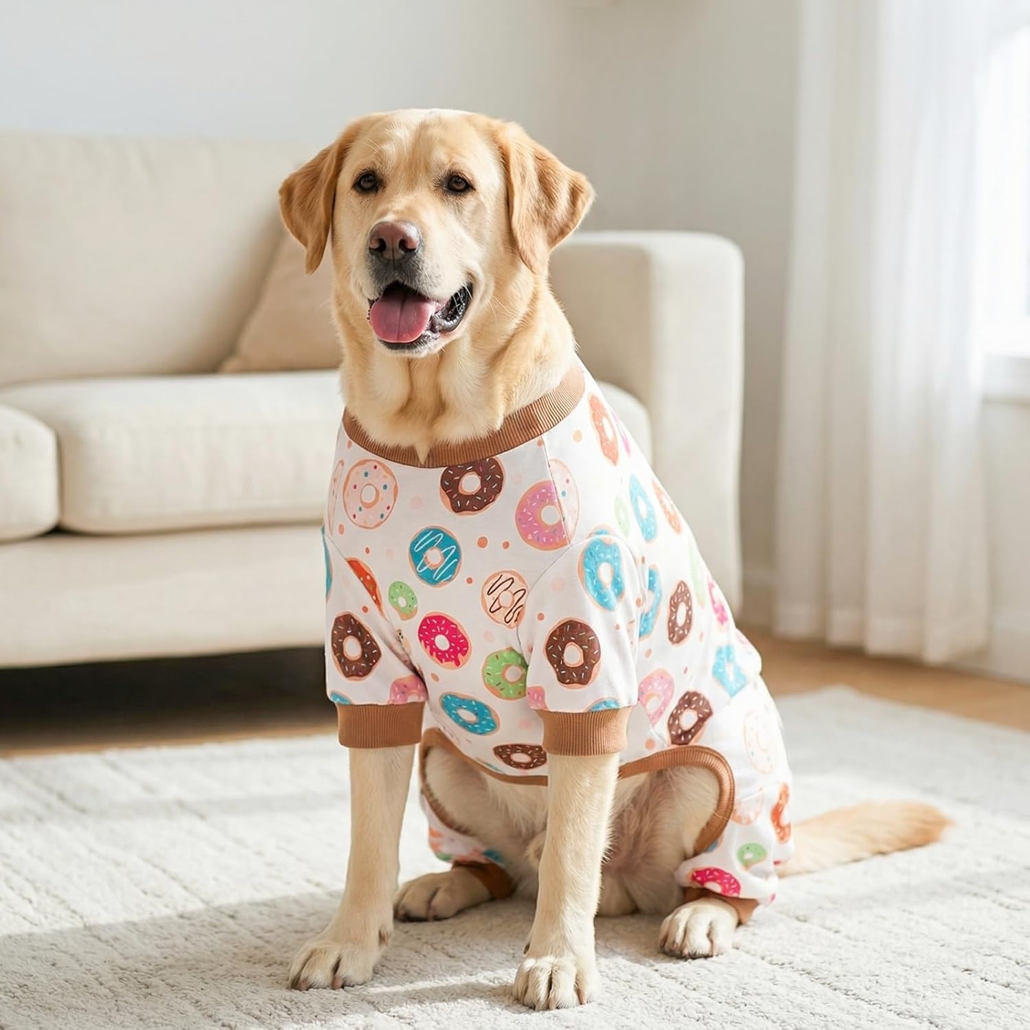 image:imageKYEESE Dog Pajamas Soft Dog Pajamas for Small Dogs Boy Girl Stretchy Dogs Pjs Velvet Pet Jumpsuit Sleepwear Comfy Jammies Lightweight Pet Onesie Outfit Donut M12 Donut