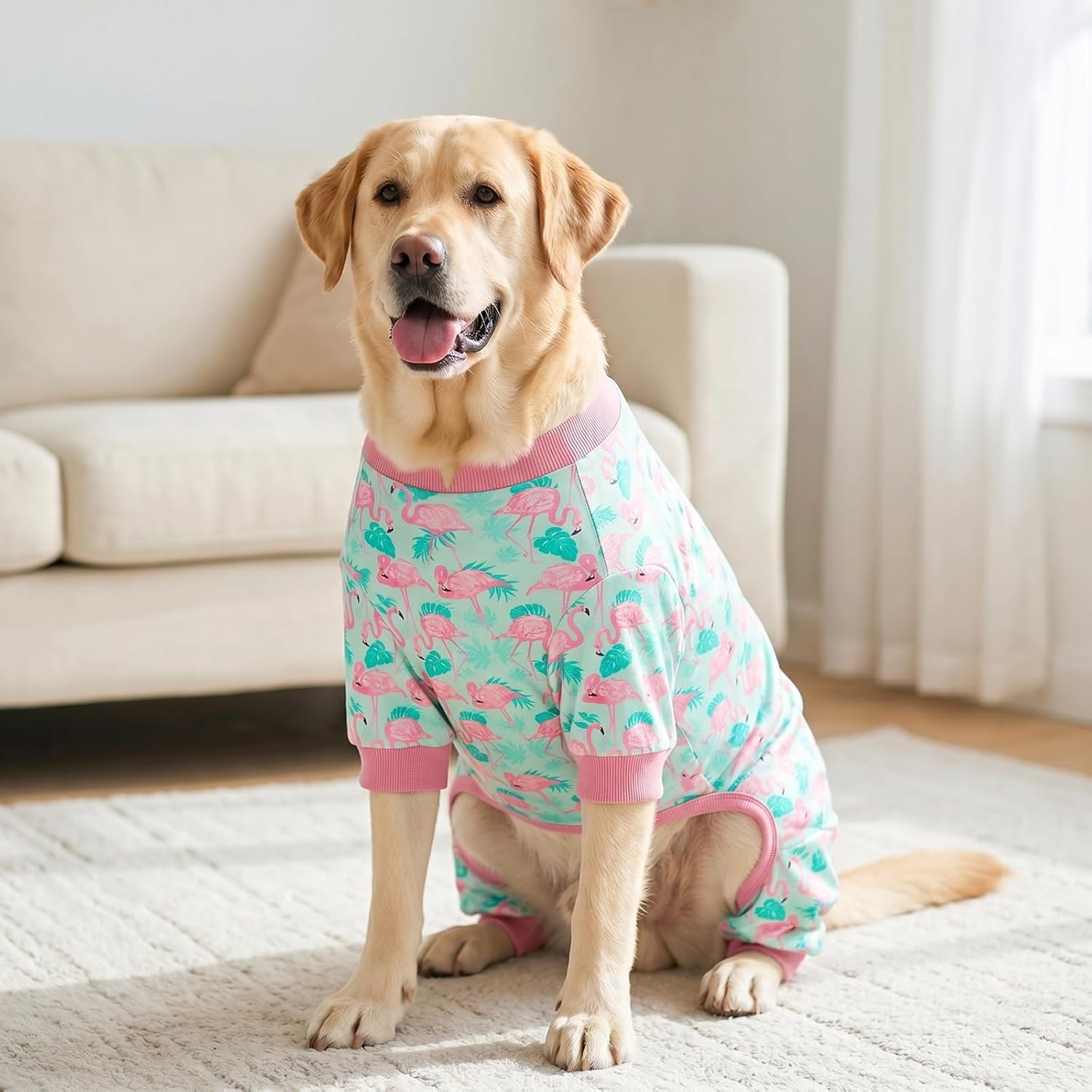 image:imageKYEESE Dog Pajamas Soft Dog Pajamas for Small Dogs Boy Girl Stretchy Dogs Pjs Velvet Pet Jumpsuit Sleepwear Comfy Jammies Lightweight Pet Onesie Outfit Donut M05 Flamingo