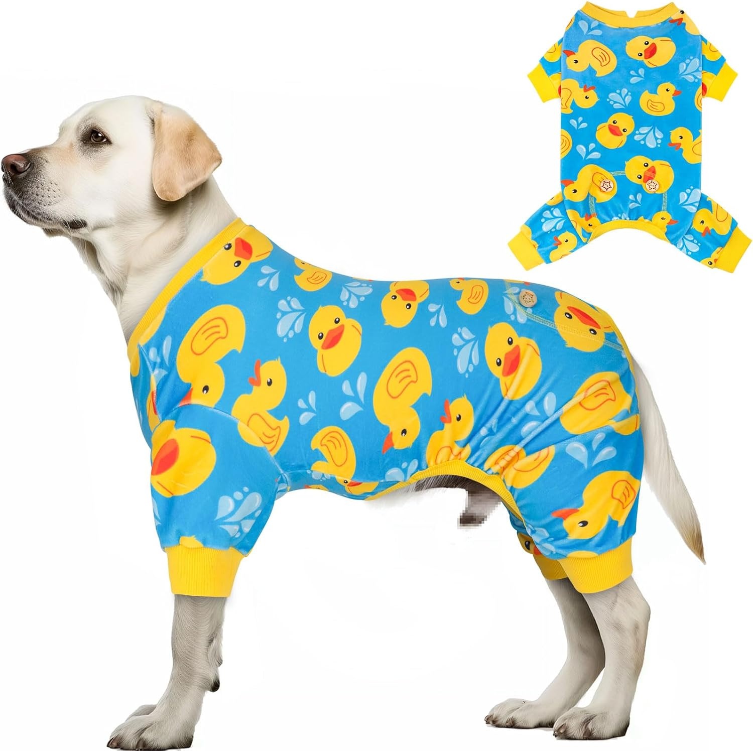 image:imageKYEESE Dog Pajamas Soft Dog Pajamas for Small Dogs Boy Girl Stretchy Dogs Pjs Velvet Pet Jumpsuit Sleepwear Comfy Jammies Lightweight Pet Onesie Outfit Donut M09 Blue Floating Duck