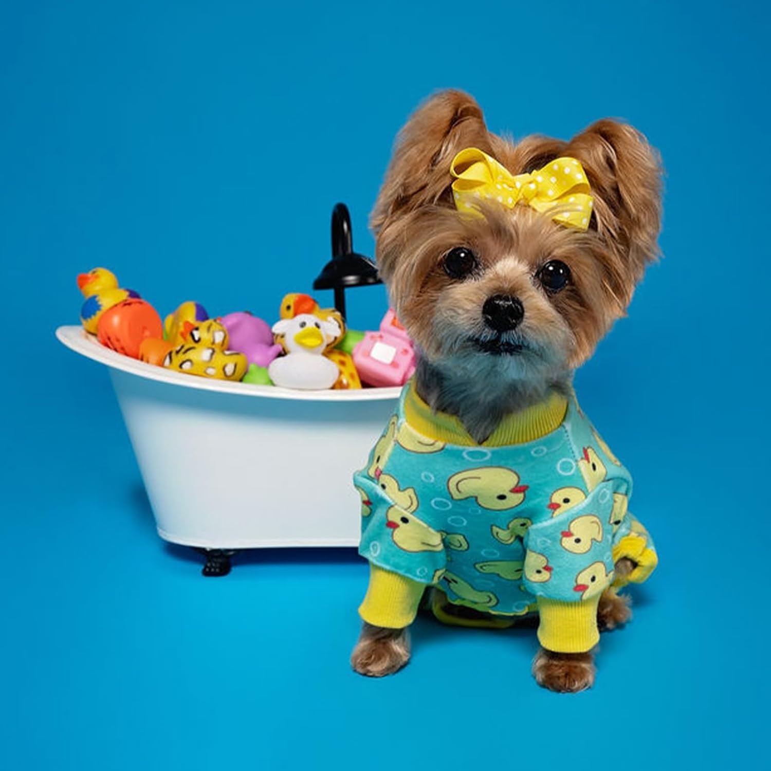 image:imageKYEESE Dog Pajamas Soft Dog Pajamas for Small Dogs Boy Girl Stretchy Dogs Pjs Velvet Pet Jumpsuit Sleepwear Comfy Jammies Lightweight Pet Onesie Outfit Donut M01 Yellow Duck