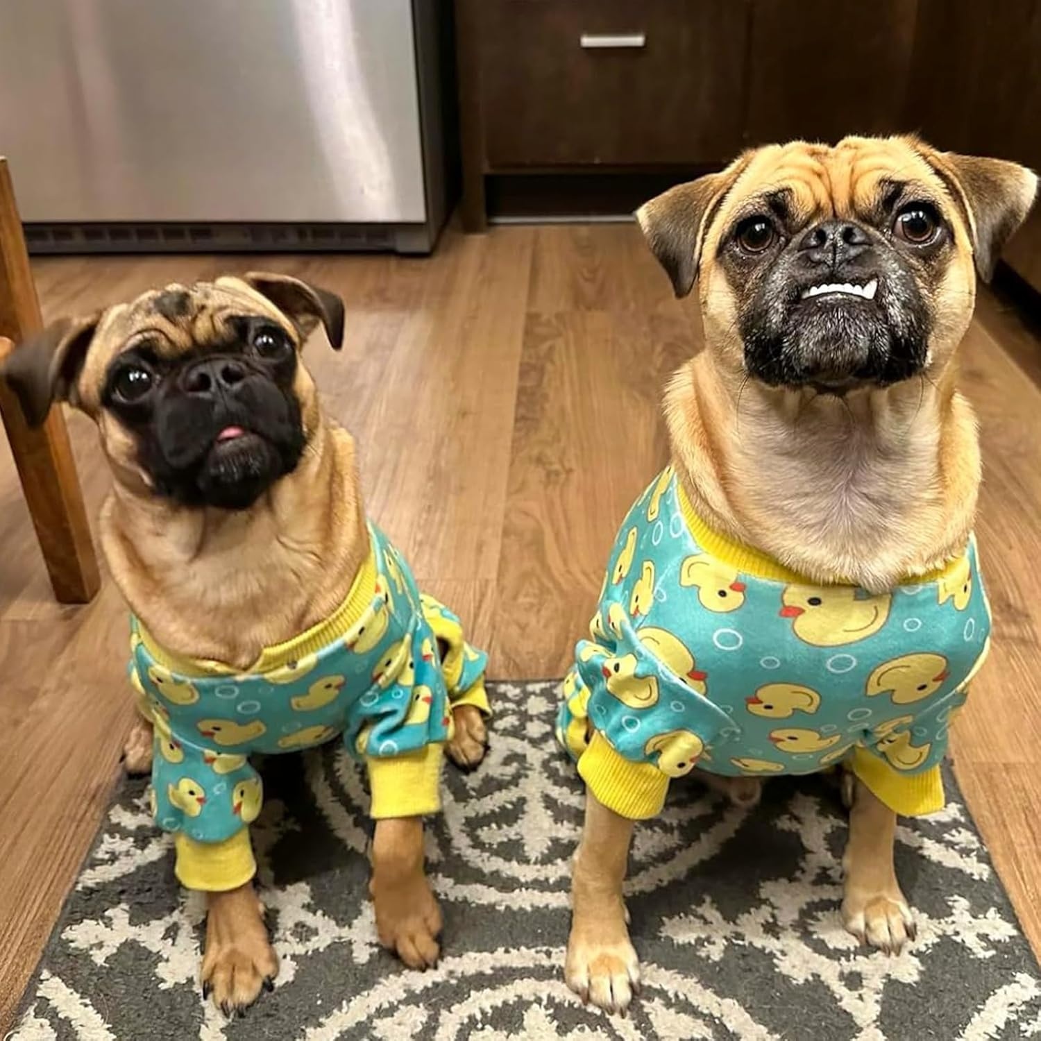 image:imageKYEESE Dog Pajamas Soft Dog Pajamas for Small Dogs Boy Girl Stretchy Dogs Pjs Velvet Pet Jumpsuit Sleepwear Comfy Jammies Lightweight Pet Onesie Outfit Donut M01 Yellow Duck