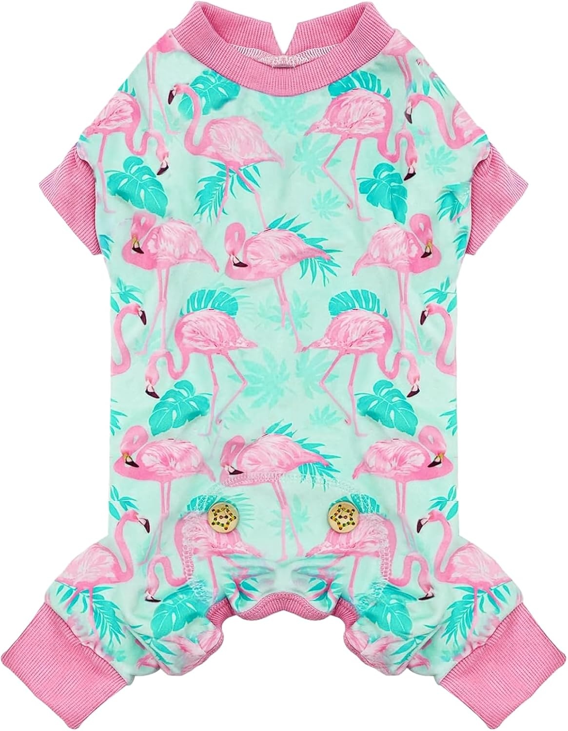 image:imageKYEESE Dog Pajamas Soft Dog Pajamas for Small Dogs Boy Girl Stretchy Dogs Pjs Velvet Pet Jumpsuit Sleepwear Comfy Jammies Lightweight Pet Onesie Outfit Donut M05 Flamingo