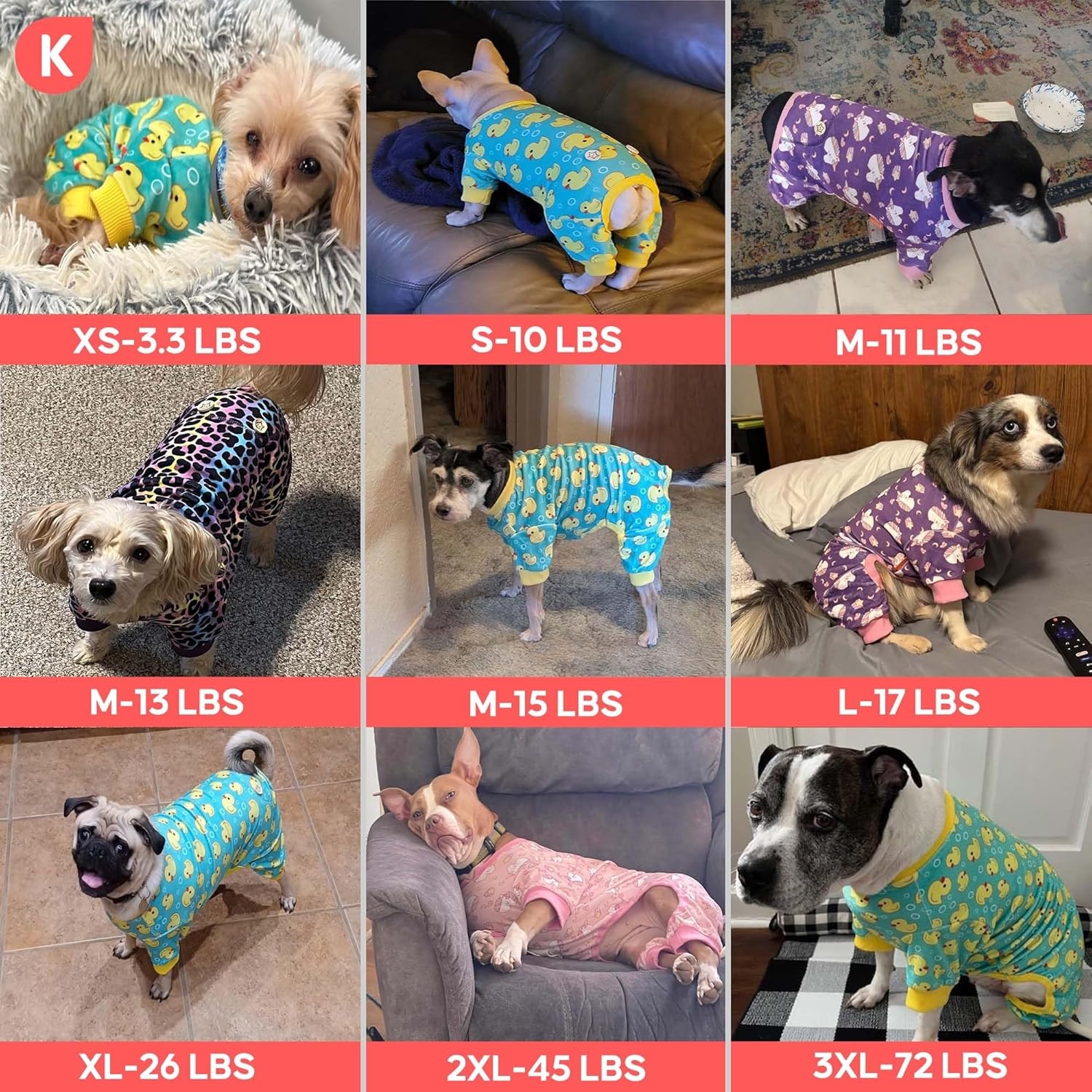 image:imageKYEESE Dog Pajamas Soft Dog Pajamas for Small Dogs Boy Girl Stretchy Dogs Pjs Velvet Pet Jumpsuit Sleepwear Comfy Jammies Lightweight Pet Onesie Outfit Donut M02 Unicorn Purple