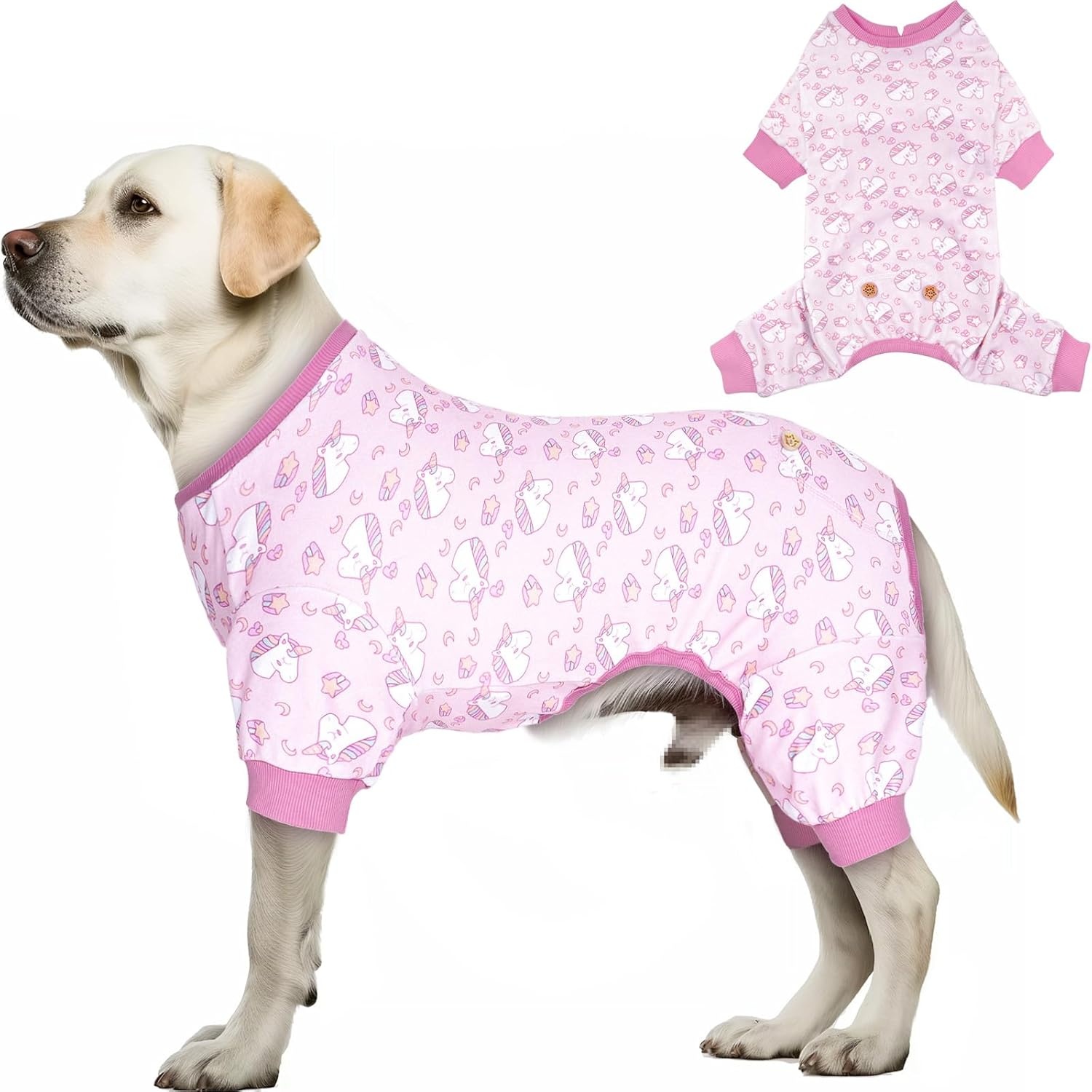 image:imageKYEESE Dog Pajamas Soft Dog Pajamas for Small Dogs Boy Girl Stretchy Dogs Pjs Velvet Pet Jumpsuit Sleepwear Comfy Jammies Lightweight Pet Onesie Outfit Donut M03 Unicorn Pink