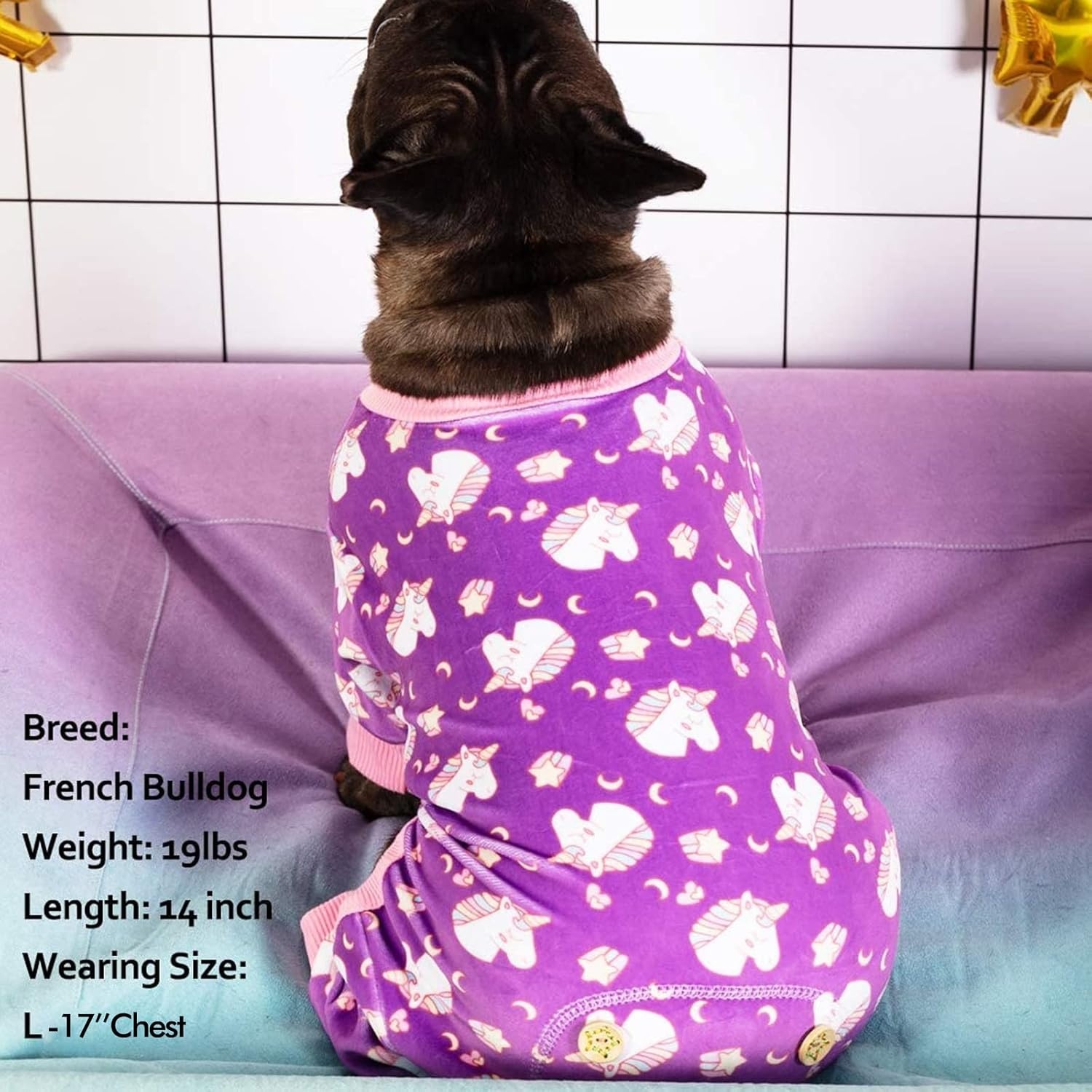 image:imageKYEESE Dog Pajamas Soft Dog Pajamas for Small Dogs Boy Girl Stretchy Dogs Pjs Velvet Pet Jumpsuit Sleepwear Comfy Jammies Lightweight Pet Onesie Outfit Donut M02 Unicorn Purple