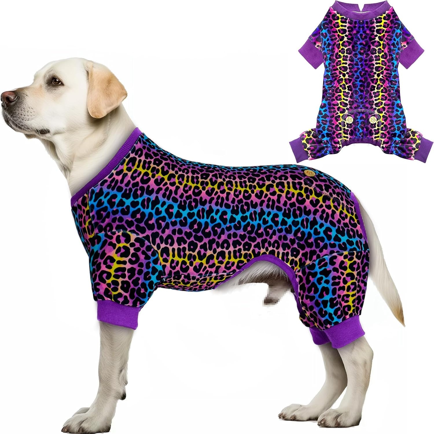 image:imageKYEESE Dog Pajamas Soft Dog Pajamas for Small Dogs Boy Girl Stretchy Dogs Pjs Velvet Pet Jumpsuit Sleepwear Comfy Jammies Lightweight Pet Onesie Outfit Donut M04 Leopard