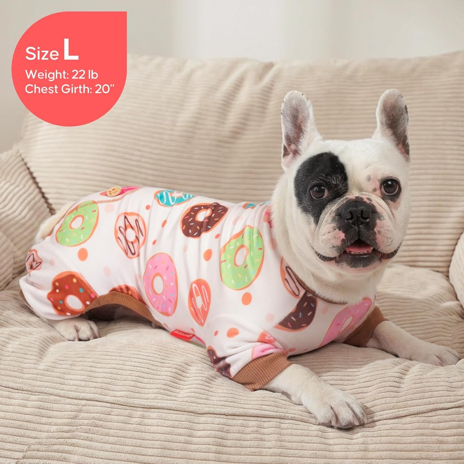 image:imageKYEESE Dog Pajamas Soft Dog Pajamas for Small Dogs Boy Girl Stretchy Dogs Pjs Velvet Pet Jumpsuit Sleepwear Comfy Jammies Lightweight Pet Onesie Outfit Donut M12 Donut