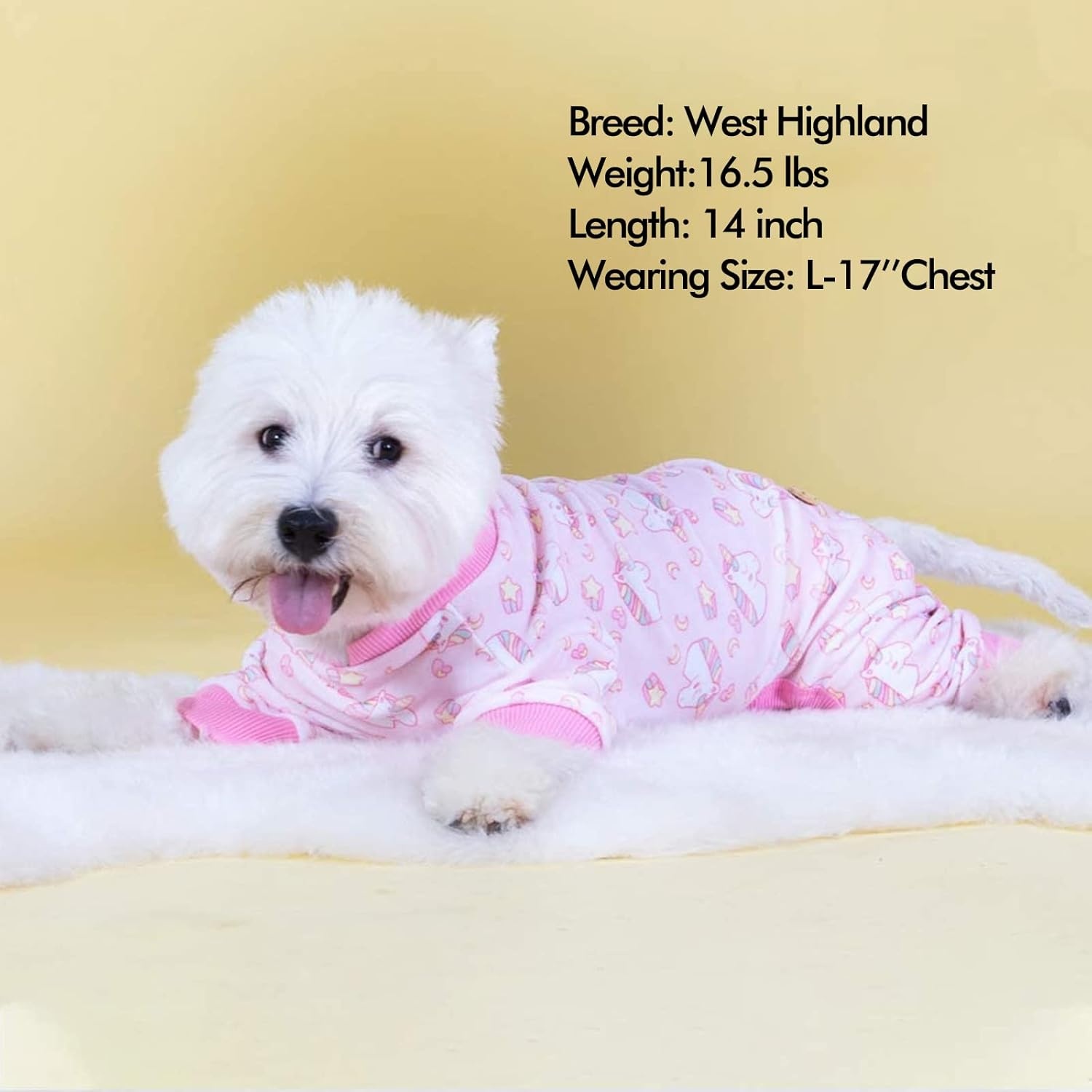 image:imageKYEESE Dog Pajamas Soft Dog Pajamas for Small Dogs Boy Girl Stretchy Dogs Pjs Velvet Pet Jumpsuit Sleepwear Comfy Jammies Lightweight Pet Onesie Outfit Donut M03 Unicorn Pink