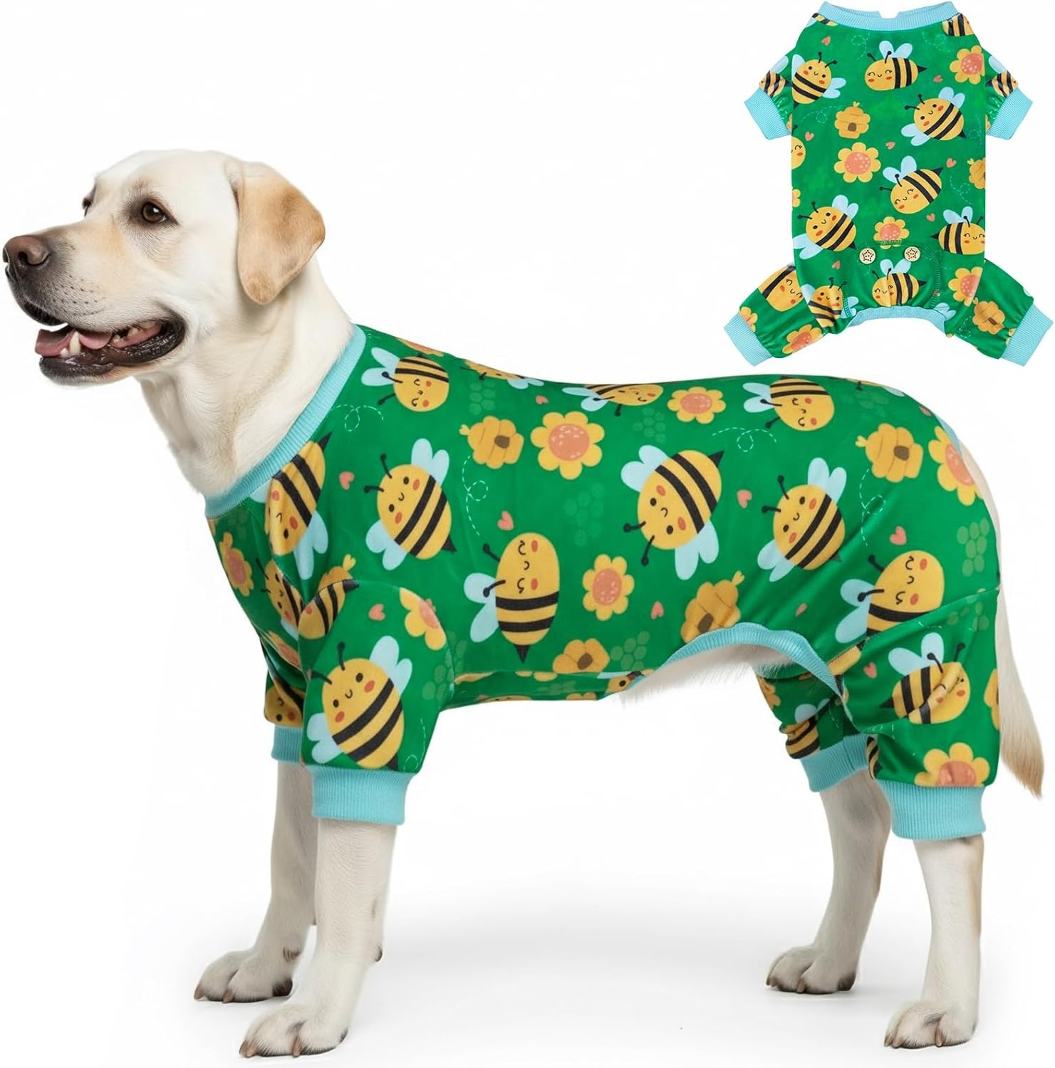 image:imageKYEESE Dog Pajamas Soft Dog Pajamas for Small Dogs Boy Girl Stretchy Dogs Pjs Velvet Pet Jumpsuit Sleepwear Comfy Jammies Lightweight Pet Onesie Outfit Donut M11 Little Bee