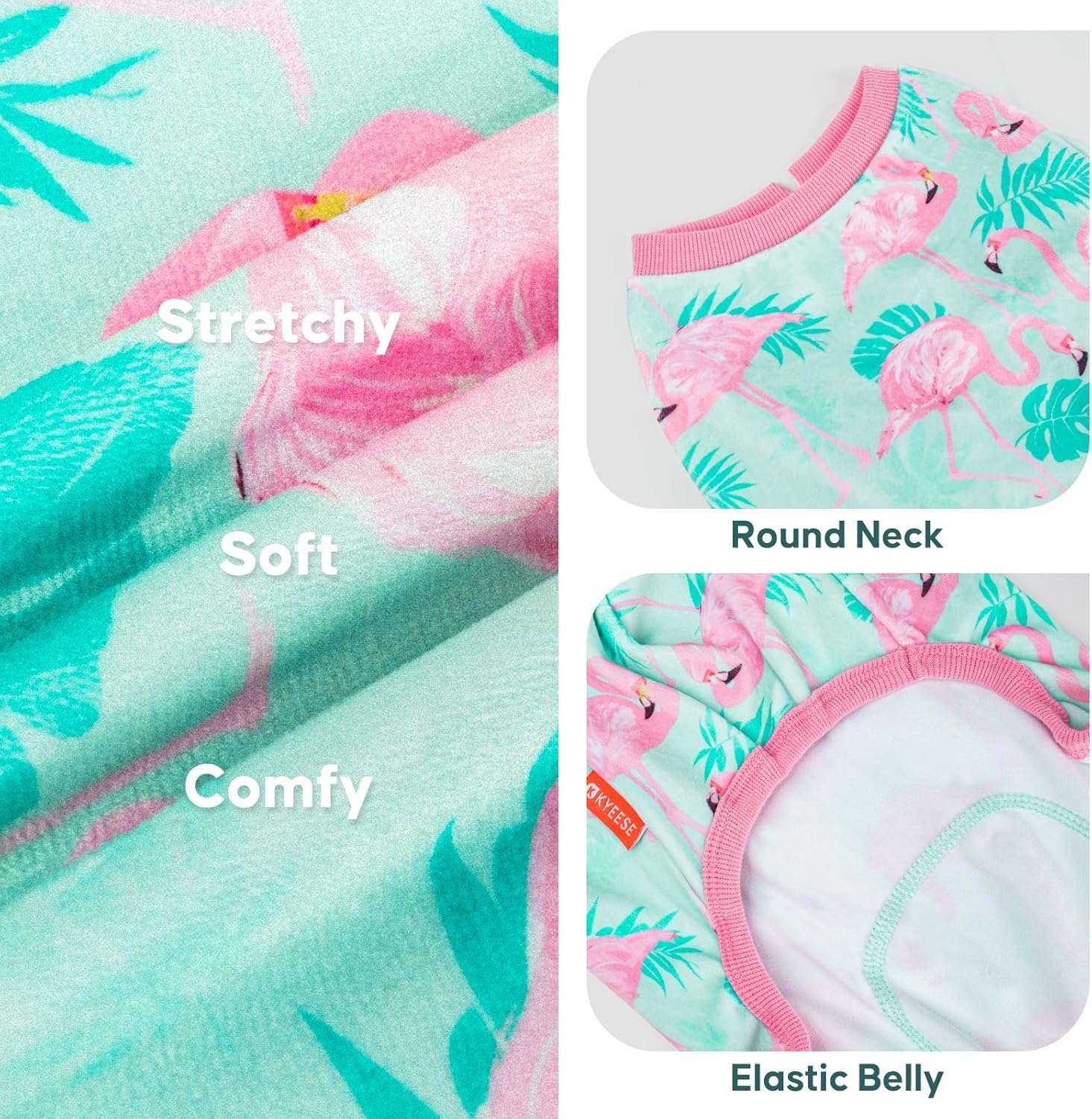 image:imageKYEESE Dog Pajamas Soft Dog Pajamas for Small Dogs Boy Girl Stretchy Dogs Pjs Velvet Pet Jumpsuit Sleepwear Comfy Jammies Lightweight Pet Onesie Outfit Donut M05 Flamingo