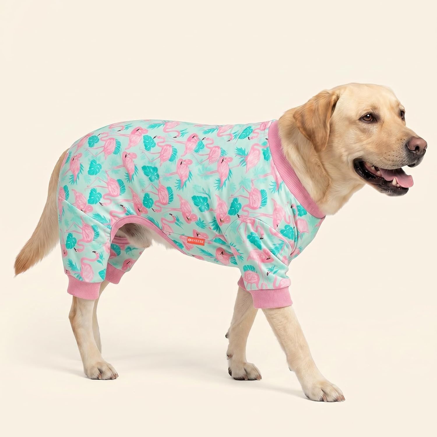 image:imageKYEESE Dog Pajamas Soft Dog Pajamas for Small Dogs Boy Girl Stretchy Dogs Pjs Velvet Pet Jumpsuit Sleepwear Comfy Jammies Lightweight Pet Onesie Outfit Donut M05 Flamingo