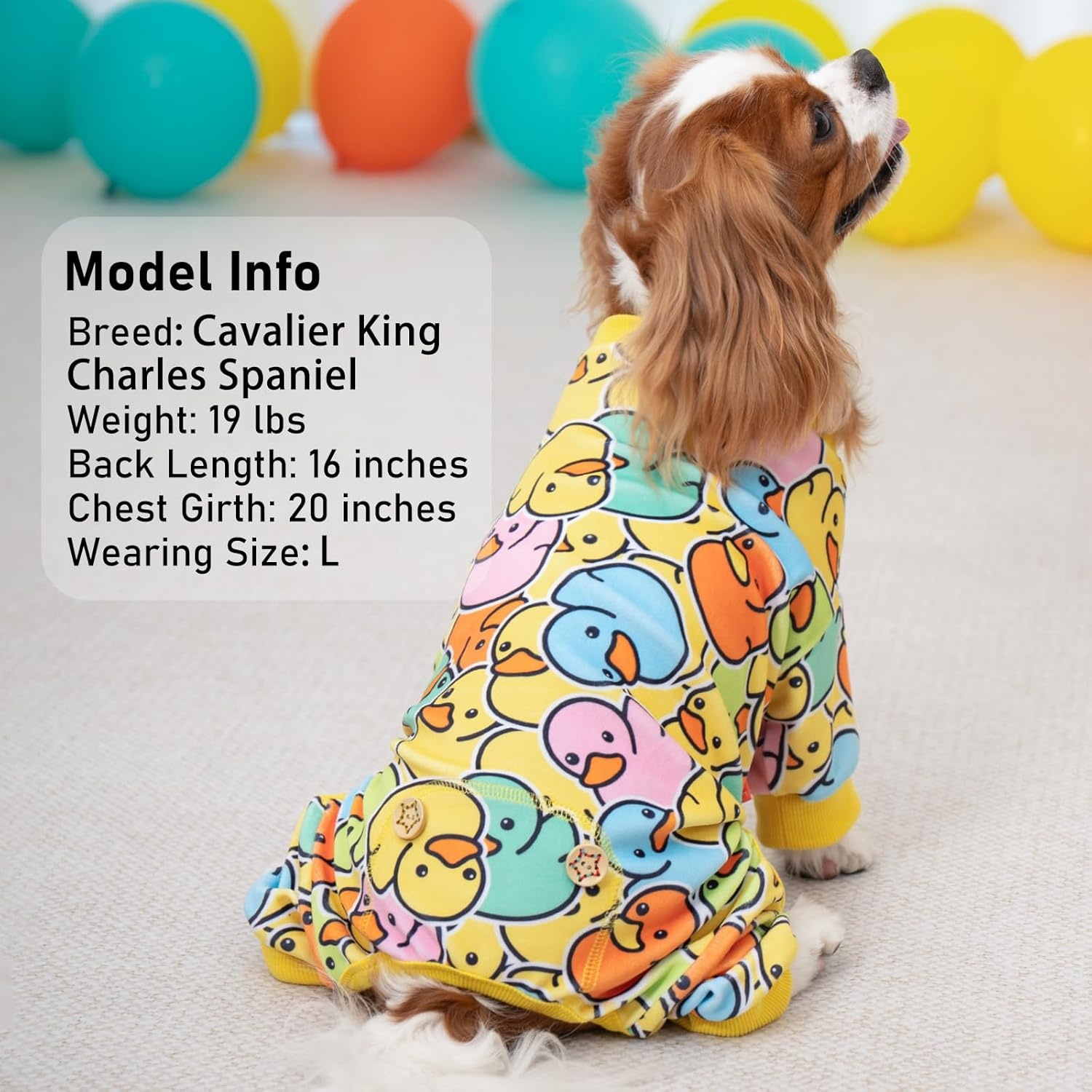 image:imageKYEESE Dog Pajamas Soft Dog Pajamas for Small Dogs Boy Girl Stretchy Dogs Pjs Velvet Pet Jumpsuit Sleepwear Comfy Jammies Lightweight Pet Onesie Outfit Donut M08 Colorful Duck