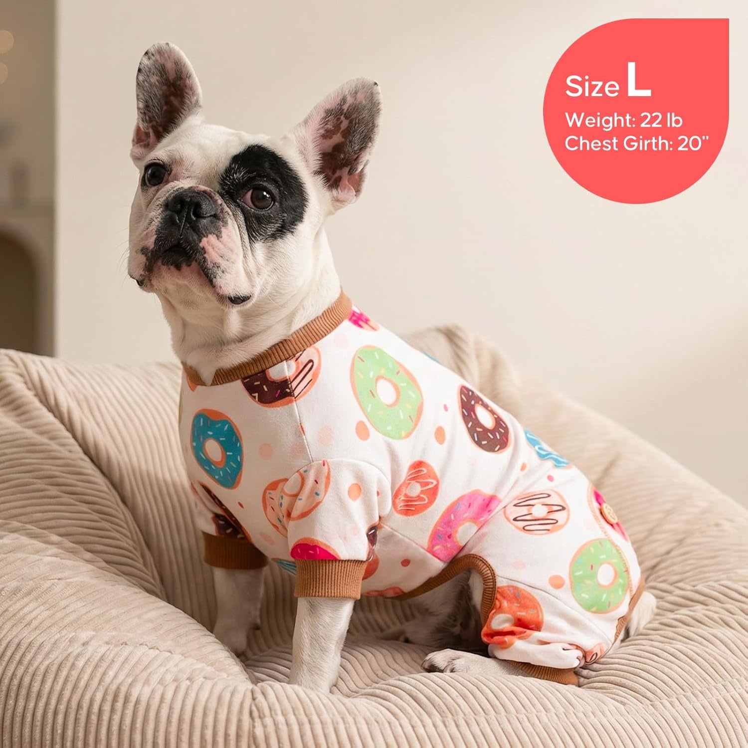 image:imageKYEESE Dog Pajamas Soft Dog Pajamas for Small Dogs Boy Girl Stretchy Dogs Pjs Velvet Pet Jumpsuit Sleepwear Comfy Jammies Lightweight Pet Onesie Outfit Donut M12 Donut
