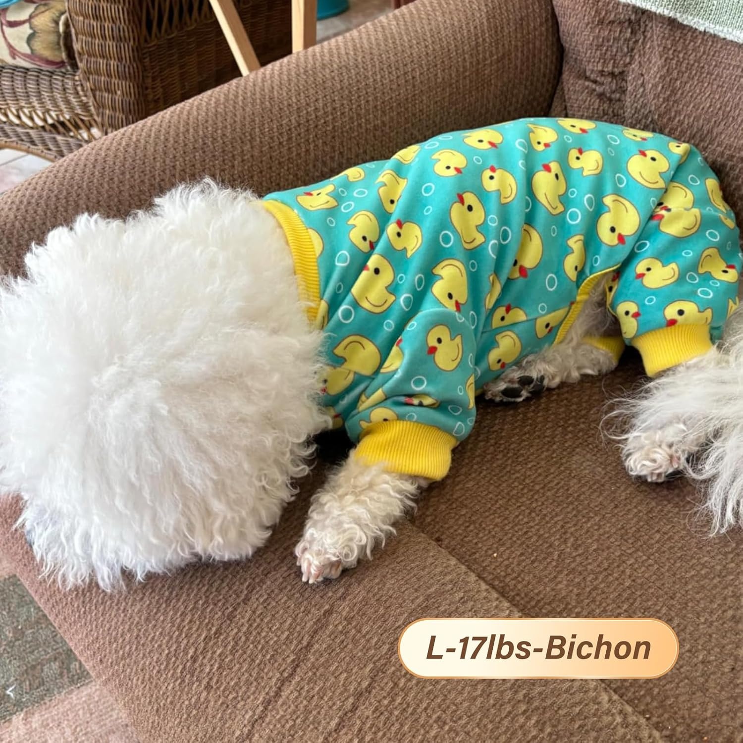 image:imageKYEESE Dog Pajamas Soft Dog Pajamas for Small Dogs Boy Girl Stretchy Dogs Pjs Velvet Pet Jumpsuit Sleepwear Comfy Jammies Lightweight Pet Onesie Outfit Donut M01 Yellow Duck