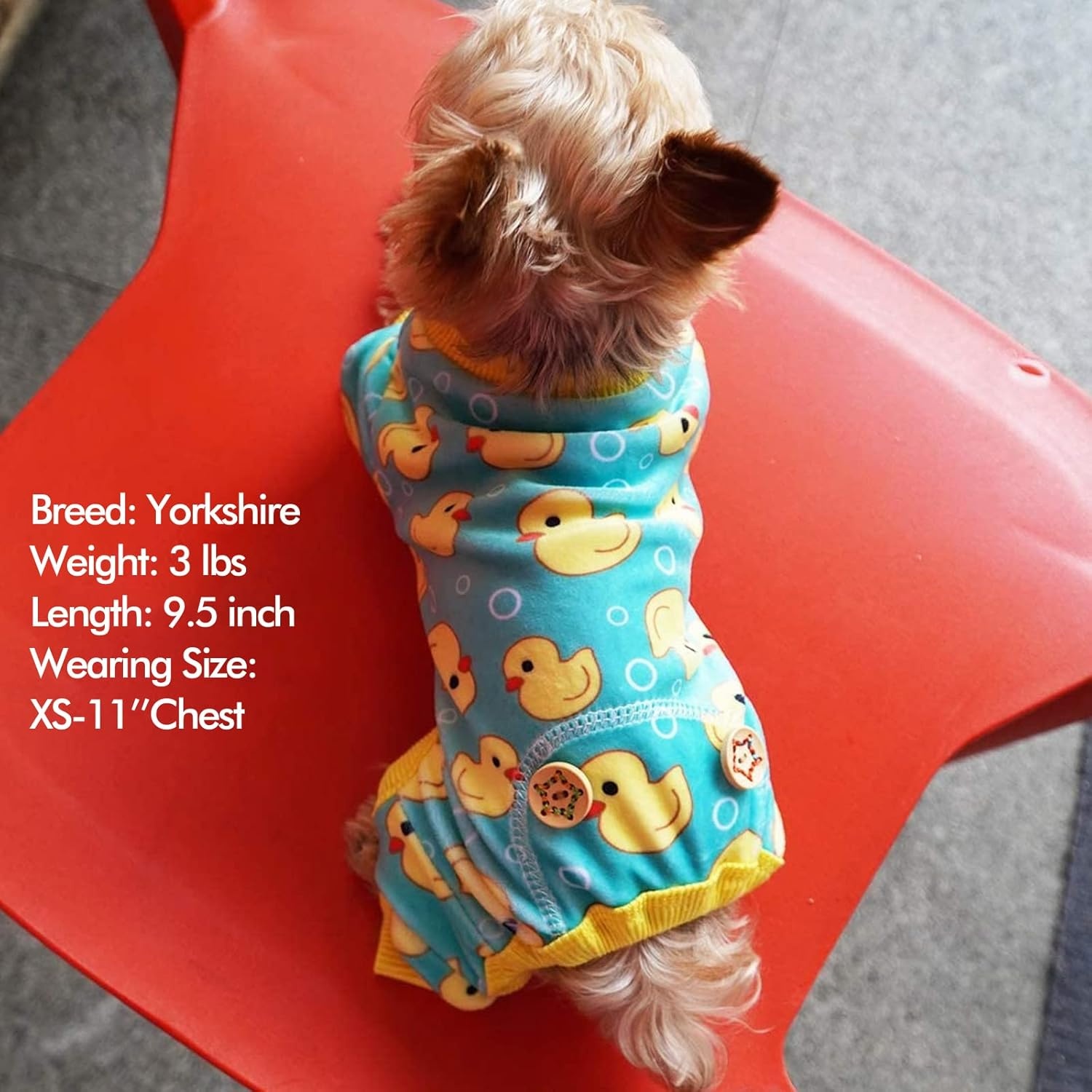 image:imageKYEESE Dog Pajamas Soft Dog Pajamas for Small Dogs Boy Girl Stretchy Dogs Pjs Velvet Pet Jumpsuit Sleepwear Comfy Jammies Lightweight Pet Onesie Outfit Donut M01 Yellow Duck