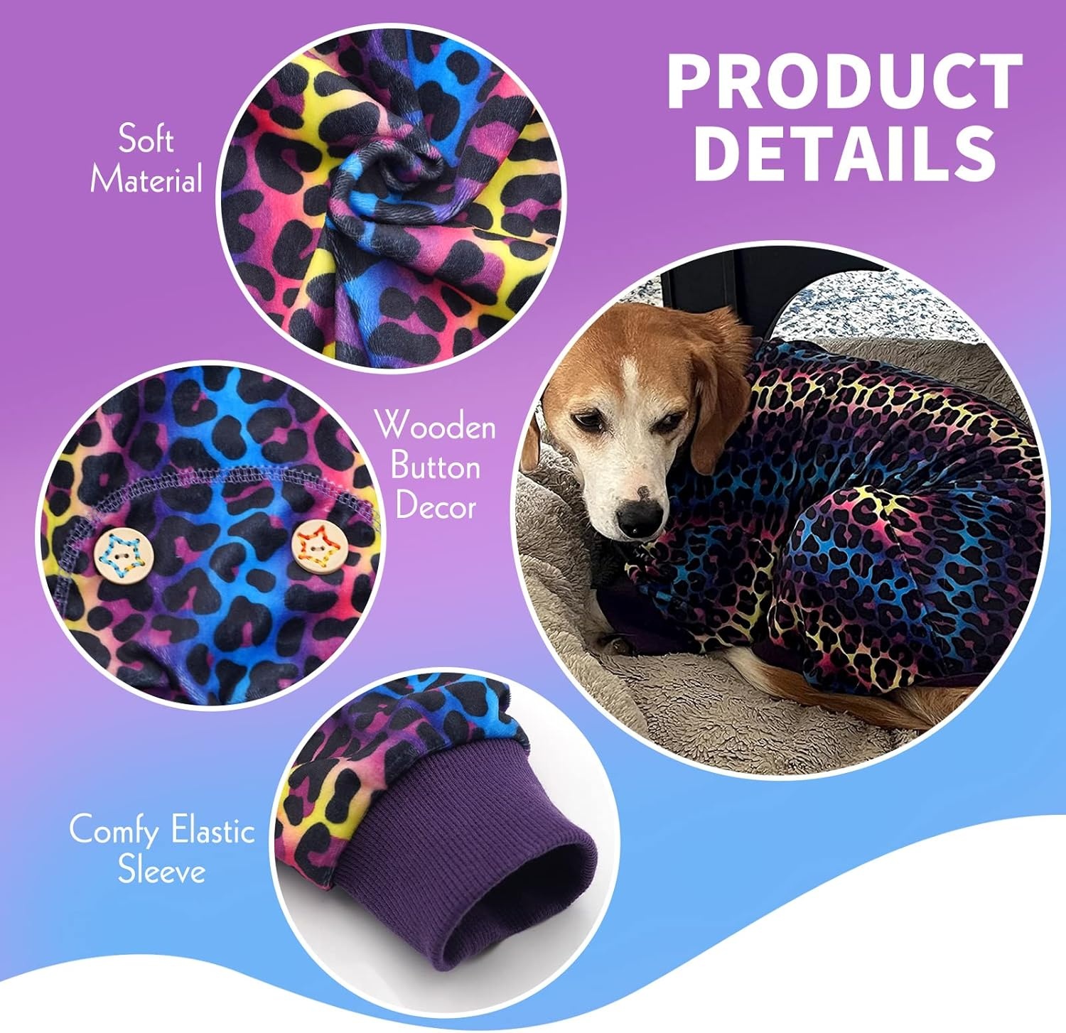 image:imageKYEESE Dog Pajamas Soft Dog Pajamas for Small Dogs Boy Girl Stretchy Dogs Pjs Velvet Pet Jumpsuit Sleepwear Comfy Jammies Lightweight Pet Onesie Outfit Donut M04 Leopard
