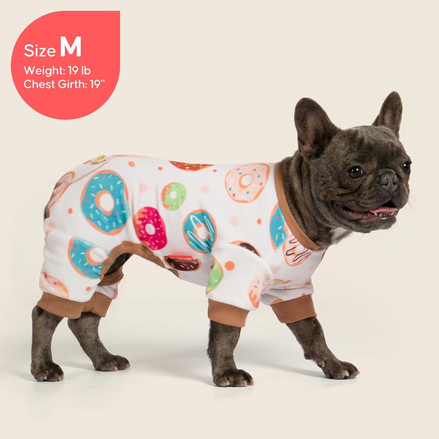 image:imageKYEESE Dog Pajamas Soft Dog Pajamas for Small Dogs Boy Girl Stretchy Dogs Pjs Velvet Pet Jumpsuit Sleepwear Comfy Jammies Lightweight Pet Onesie Outfit Donut M12 Donut