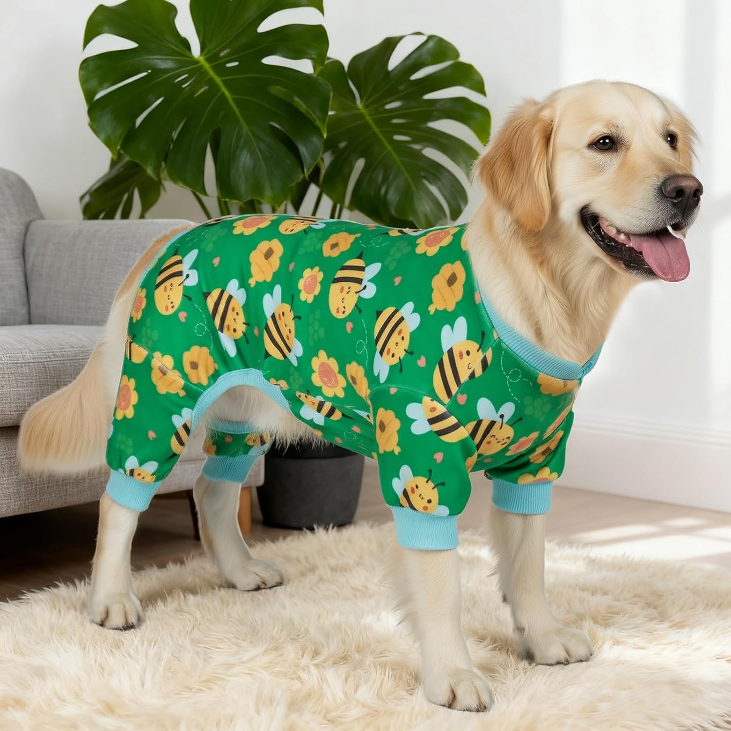 image:imageKYEESE Dog Pajamas Soft Dog Pajamas for Small Dogs Boy Girl Stretchy Dogs Pjs Velvet Pet Jumpsuit Sleepwear Comfy Jammies Lightweight Pet Onesie Outfit Donut M11 Little Bee