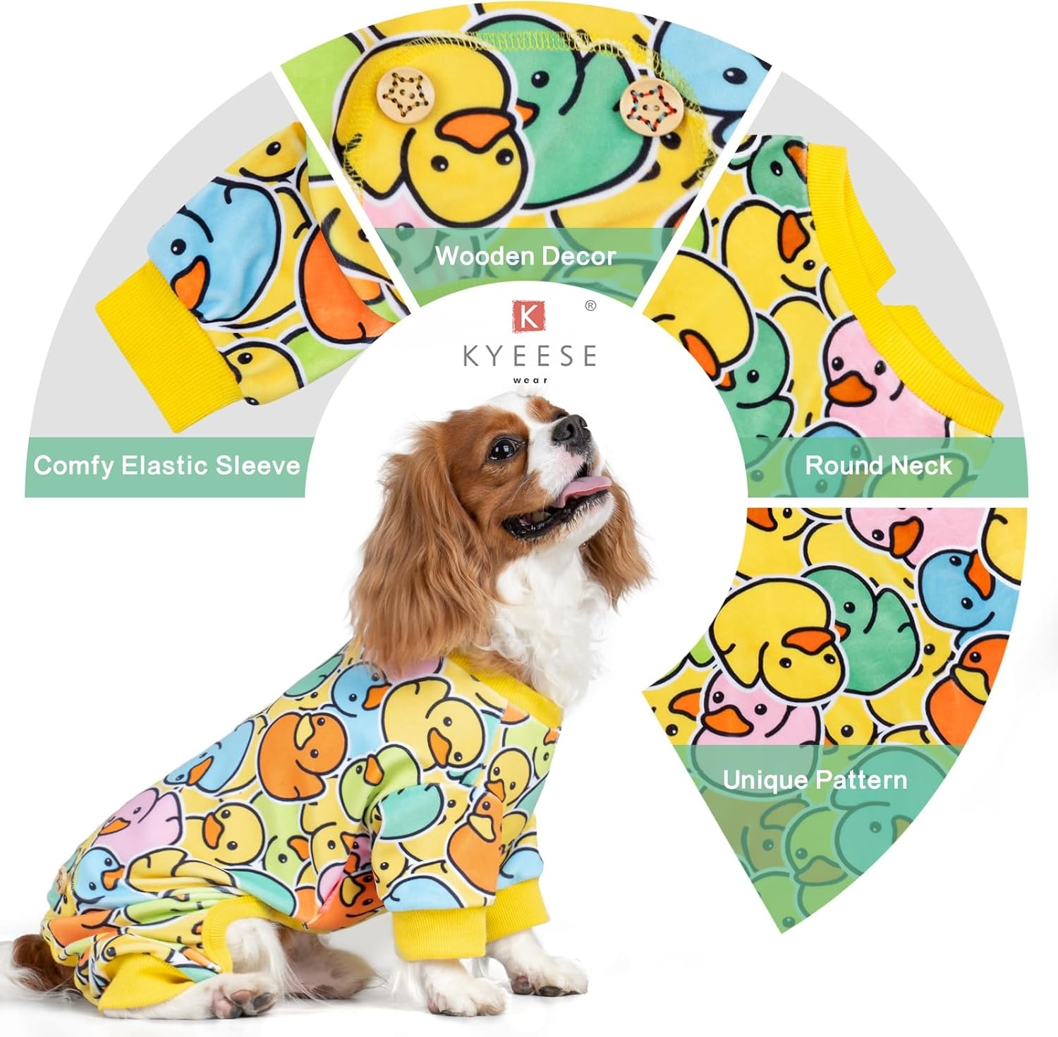 image:imageKYEESE Dog Pajamas Soft Dog Pajamas for Small Dogs Boy Girl Stretchy Dogs Pjs Velvet Pet Jumpsuit Sleepwear Comfy Jammies Lightweight Pet Onesie Outfit Donut M08 Colorful Duck