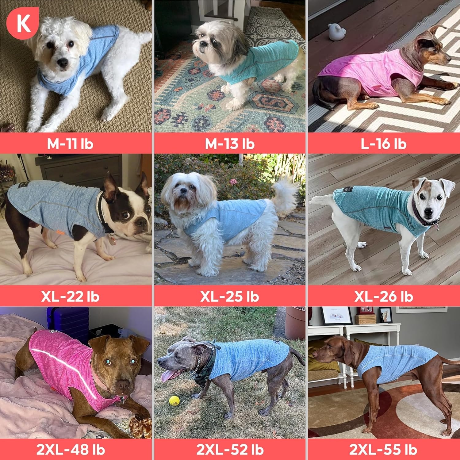 image:imageKYEESE Reflective Dog Shirt Lightweight Sun Protection Dog T Shirts for Small Dogs Boy Breathable Sleeveless Pet Tank Top High Visibility Summer Dogs Clothes for Night Walking Outdoor Blue M6 2Pack GreyBlue