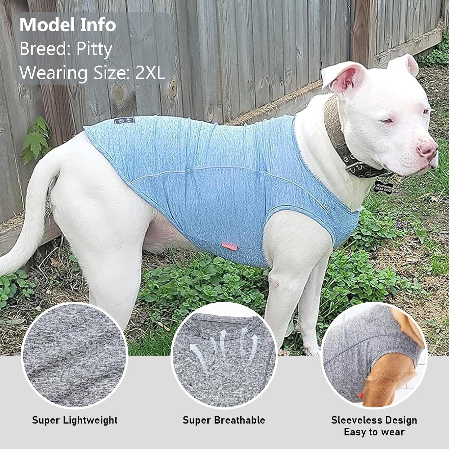 image:imageKYEESE Reflective Dog Shirt Lightweight Sun Protection Dog T Shirts for Small Dogs Boy Breathable Sleeveless Pet Tank Top High Visibility Summer Dogs Clothes for Night Walking Outdoor Blue M2Grey