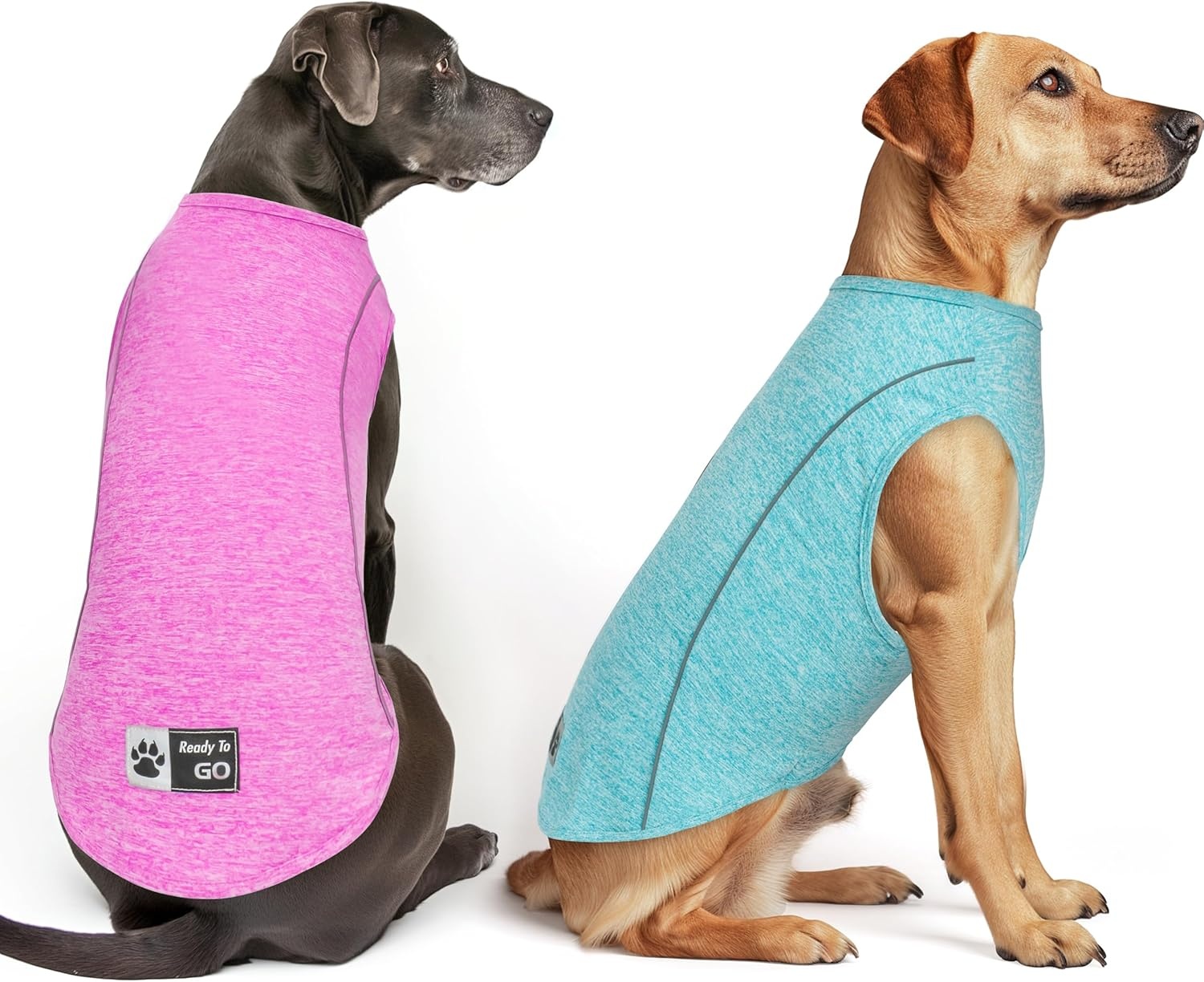 image:imageKYEESE Reflective Dog Shirt Lightweight Sun Protection Dog T Shirts for Small Dogs Boy Breathable Sleeveless Pet Tank Top High Visibility Summer Dogs Clothes for Night Walking Outdoor Blue M8 2Pack Lake BlueRose Red