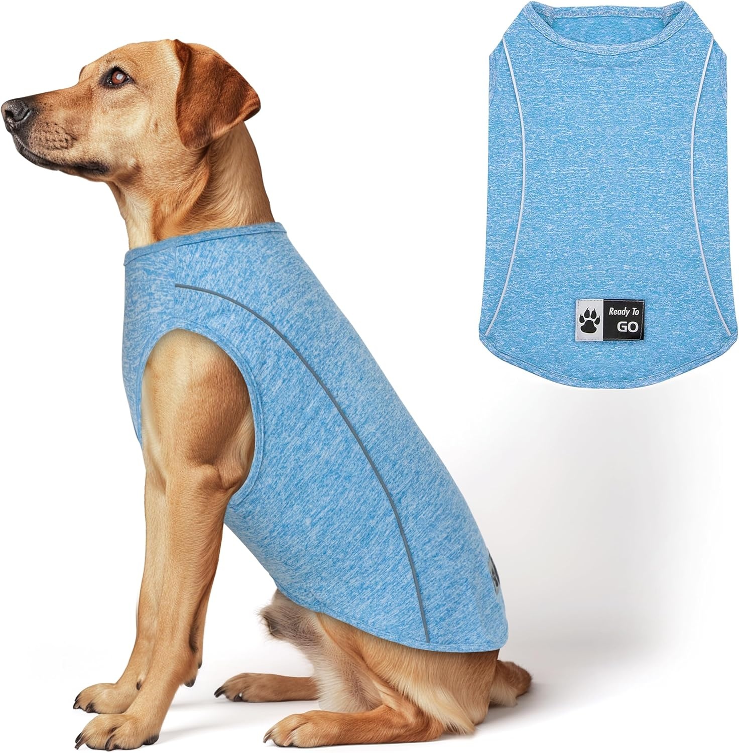 image:imageKYEESE Reflective Dog Shirt Lightweight Sun Protection Dog T Shirts for Small Dogs Boy Breathable Sleeveless Pet Tank Top High Visibility Summer Dogs Clothes for Night Walking Outdoor Blue M1Blue