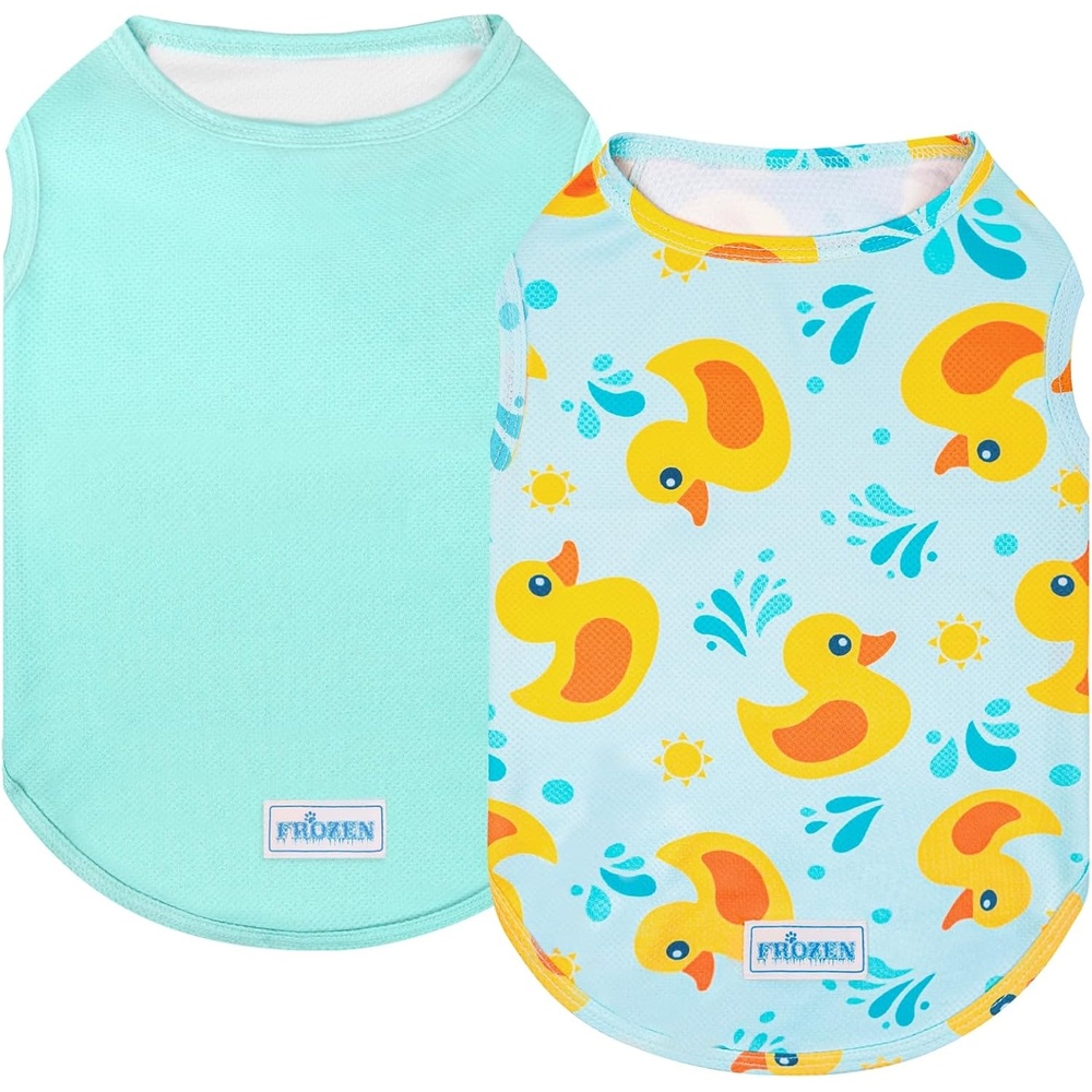 image:imageKYEESE 2Pack Dog Cooling Shirt Breathable Dog Shirt for Small Dogs Sun Protection Dogs Cooling Vest Tank Top Lightweight Soft Sleeveless Summer Pet Clothes DuckBlue M4 DuckBlue