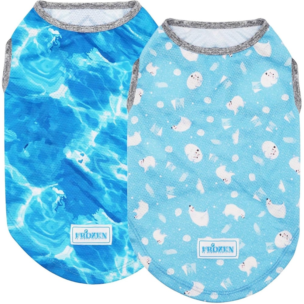 image:imageKYEESE 2Pack Dog Cooling Shirt Breathable Dog Shirt for Small Dogs Sun Protection Dogs Cooling Vest Tank Top Lightweight Soft Sleeveless Summer Pet Clothes DuckBlue M1 Polar bearIce