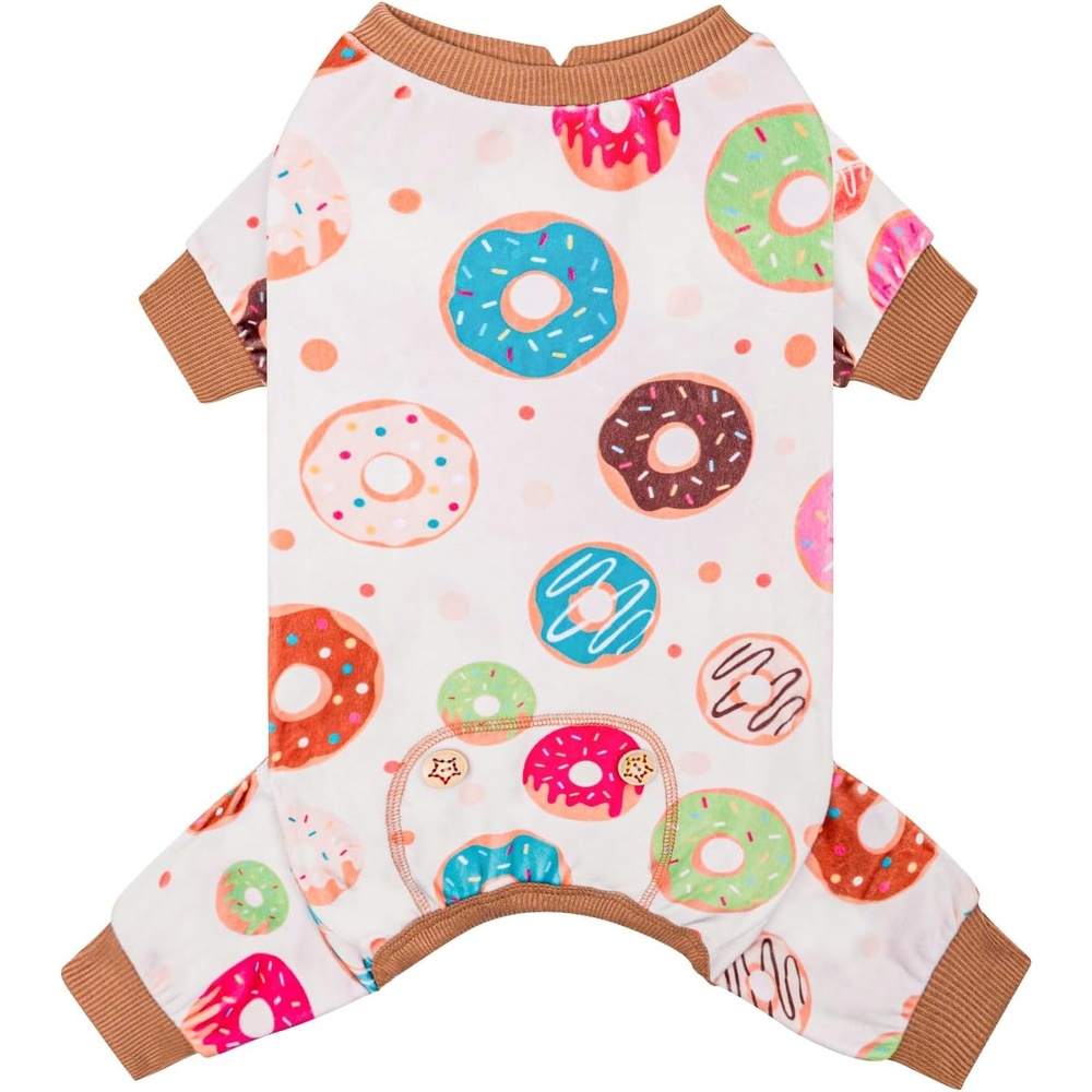 image:imageKYEESE Dog Pajamas Soft Dog Pajamas for Small Dogs Boy Girl Stretchy Dogs Pjs Velvet Pet Jumpsuit Sleepwear Comfy Jammies Lightweight Pet Onesie Outfit Donut M12 Donut