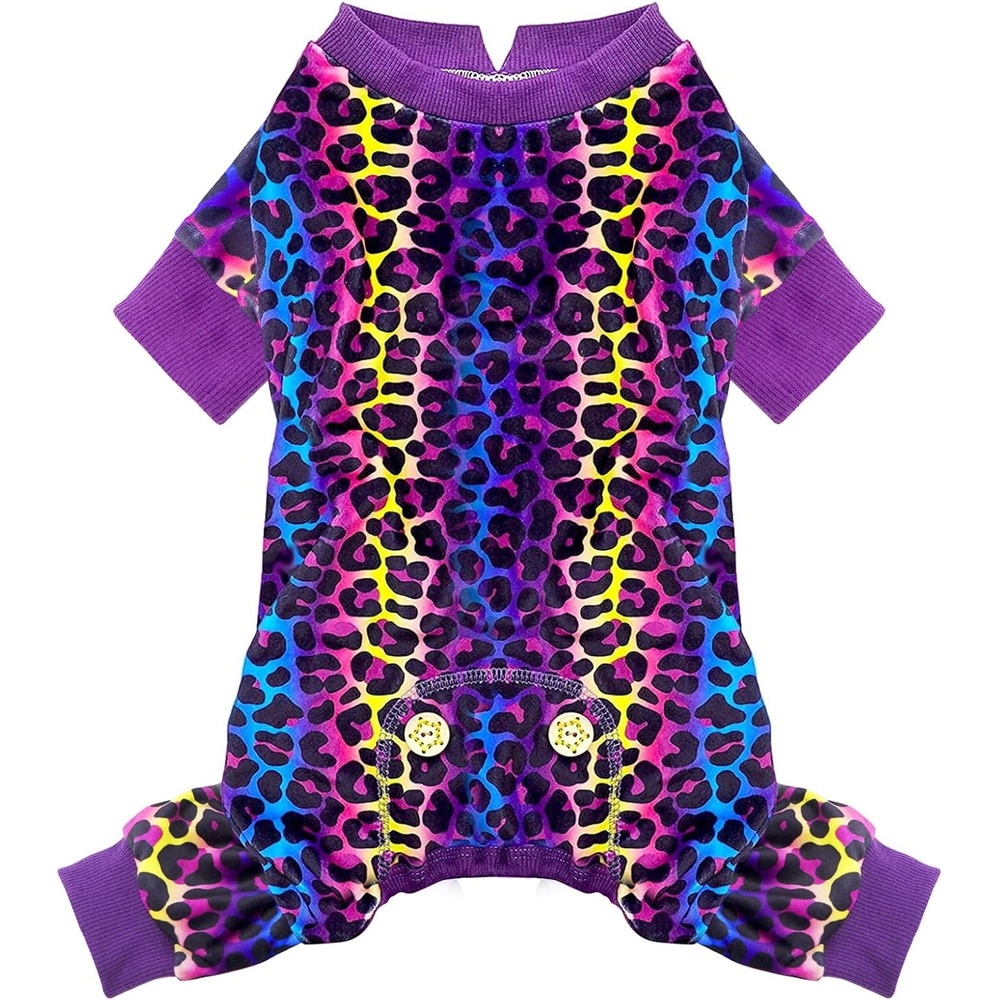 image:imageKYEESE Dog Pajamas Soft Dog Pajamas for Small Dogs Boy Girl Stretchy Dogs Pjs Velvet Pet Jumpsuit Sleepwear Comfy Jammies Lightweight Pet Onesie Outfit Donut M04 Leopard