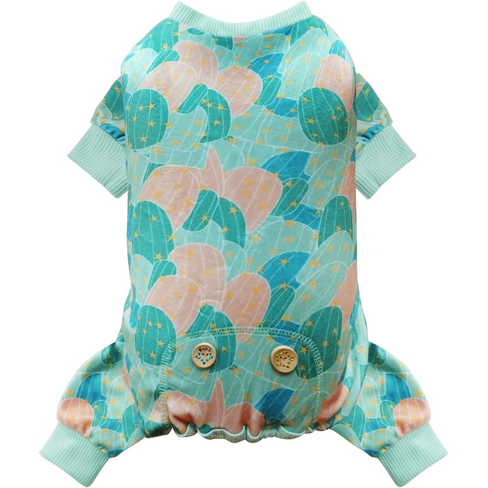 image:imageKYEESE Dog Pajamas Soft Dog Pajamas for Small Dogs Boy Girl Stretchy Dogs Pjs Velvet Pet Jumpsuit Sleepwear Comfy Jammies Lightweight Pet Onesie Outfit Donut M14 Cactus
